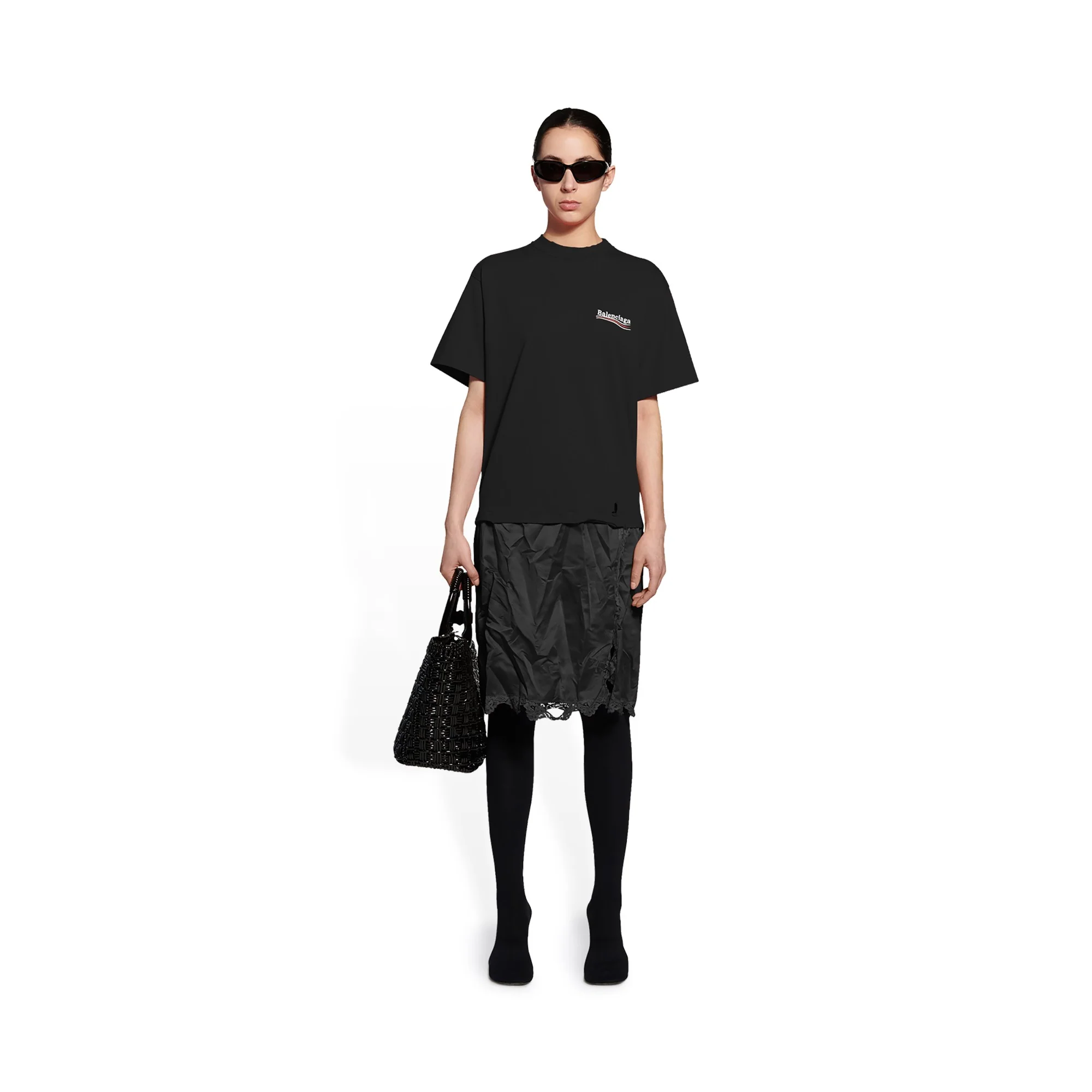 T-Shirt Slip Dress - Black/White - Image 3