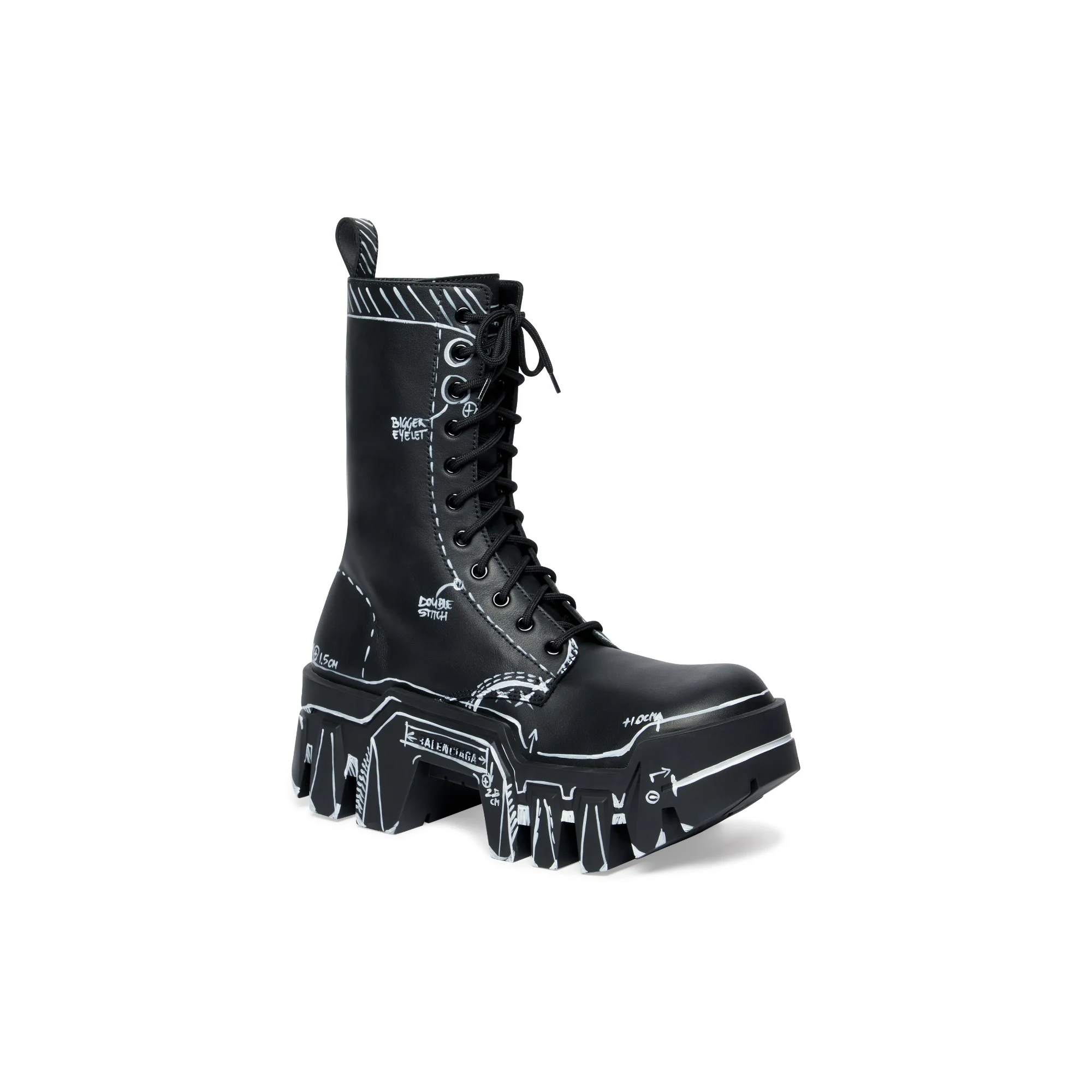 Bulldozer Lace-Up Boot/Calf - Black/White - Image 5