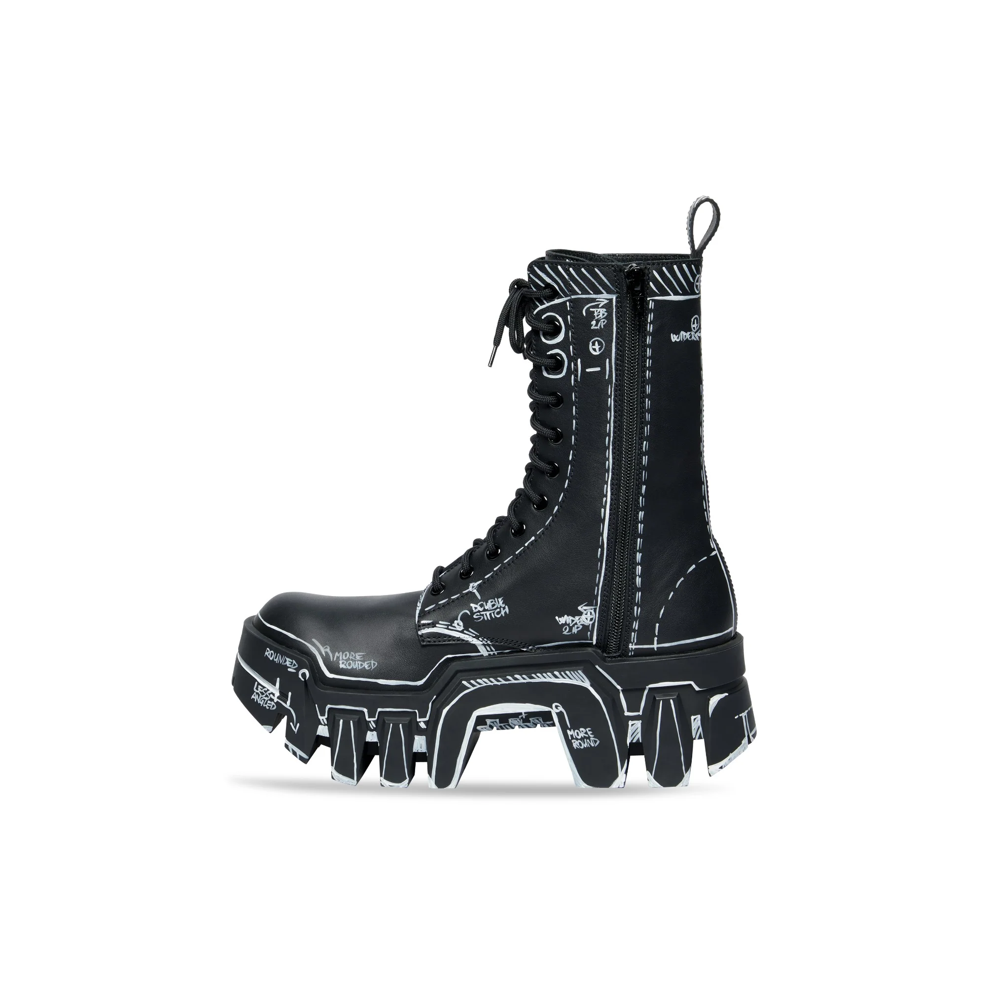 Bulldozer Lace-Up Boot/Calf - Black/White - Image 6
