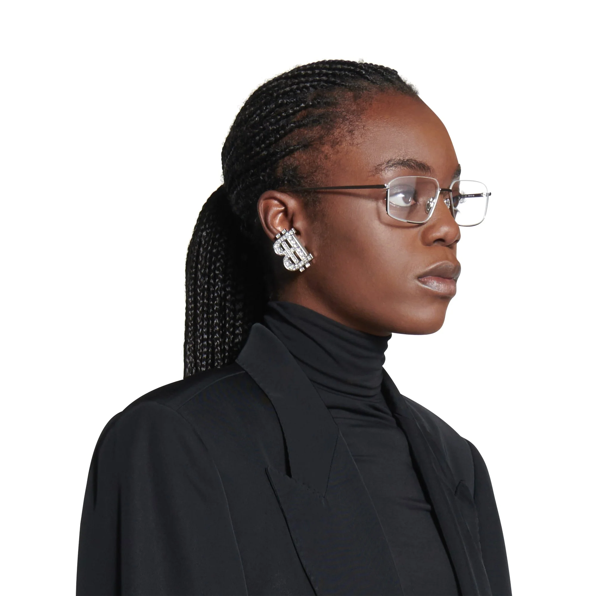 B-Coin Earrings P - Silver/Crystal - Image 3