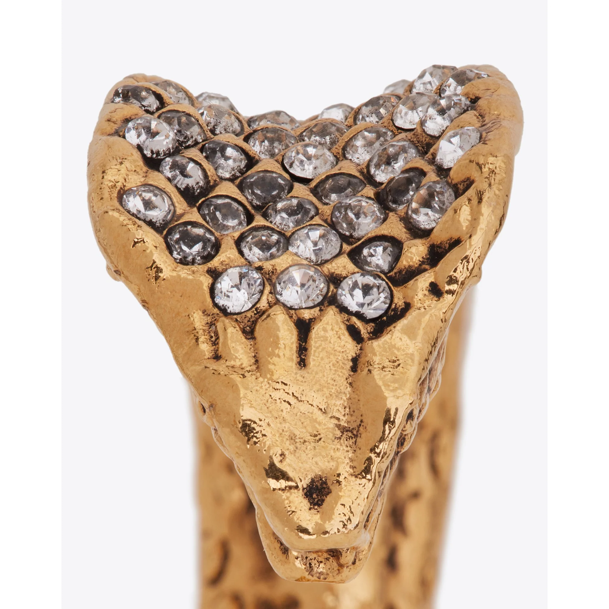 Rhinestone Cobra Snake Ring - Or Laiton Vieilli - Image 4