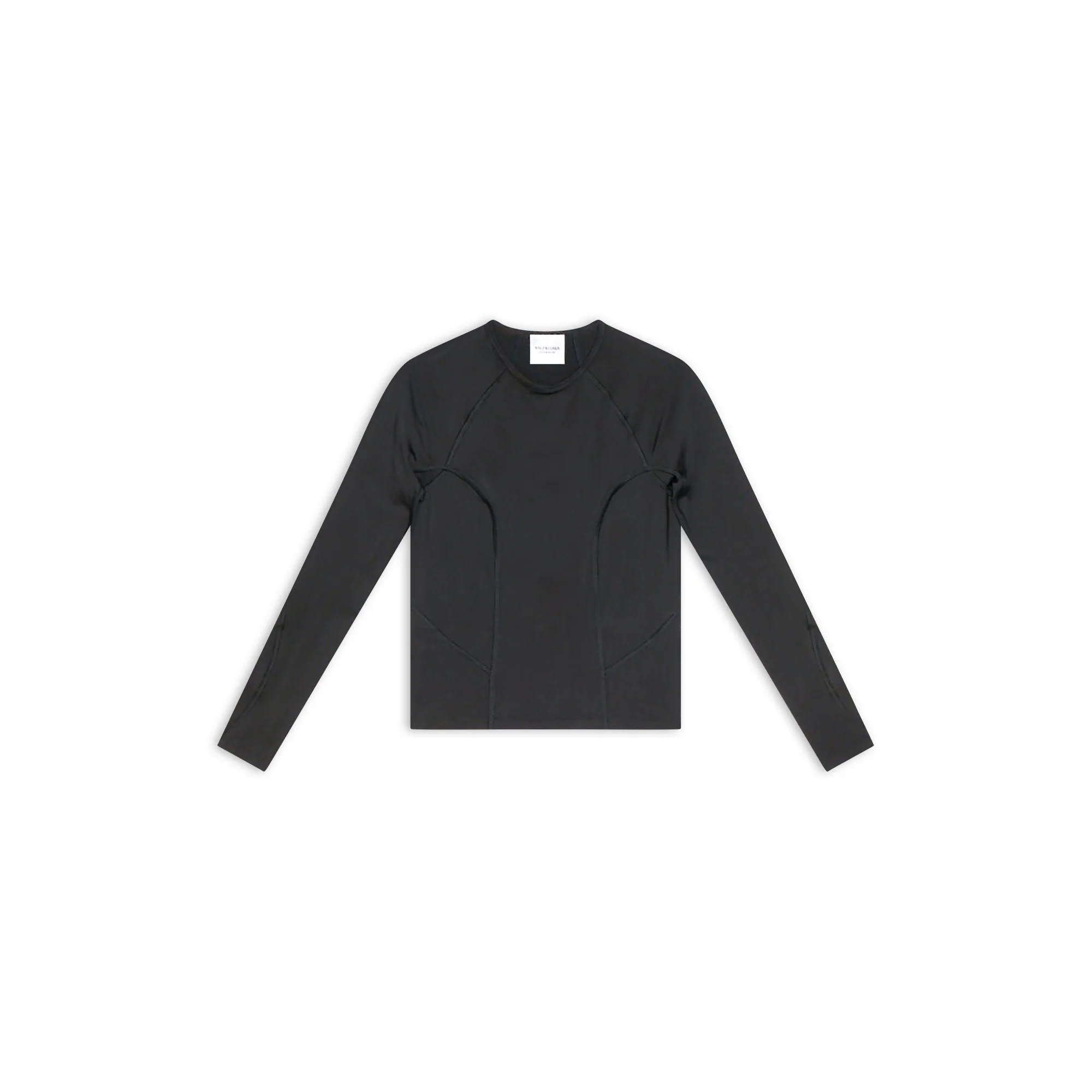 Long Sleeve Fitted Top - Black/White