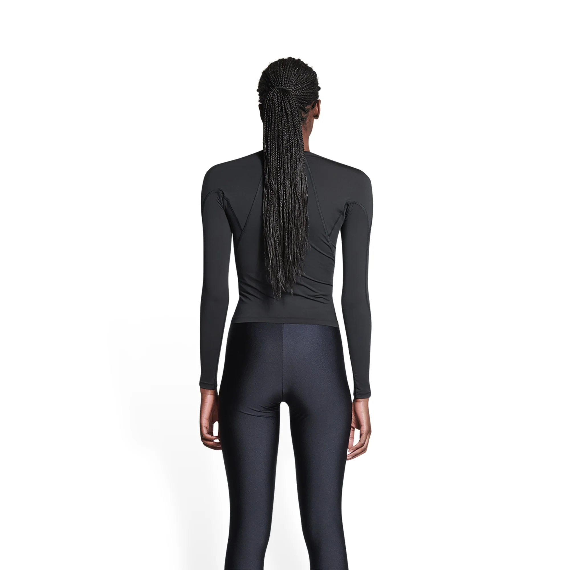 Long Sleeve Fitted Top - Black/White - Image 5