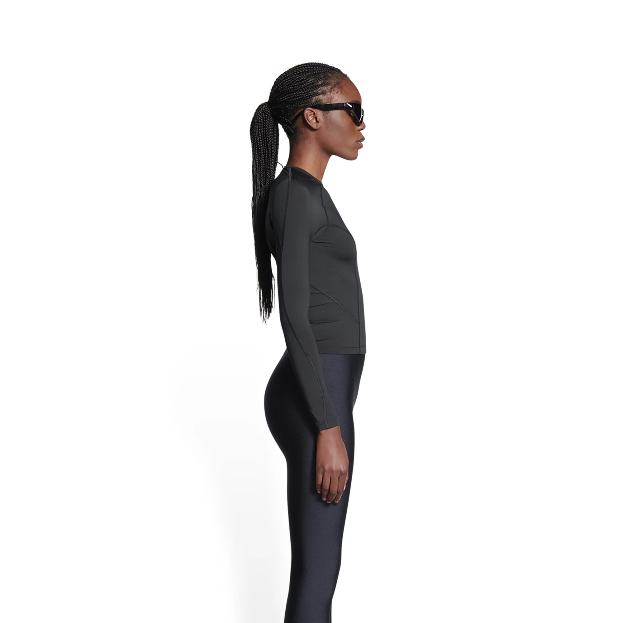 Long Sleeve Fitted Top - Black/White - Image 6