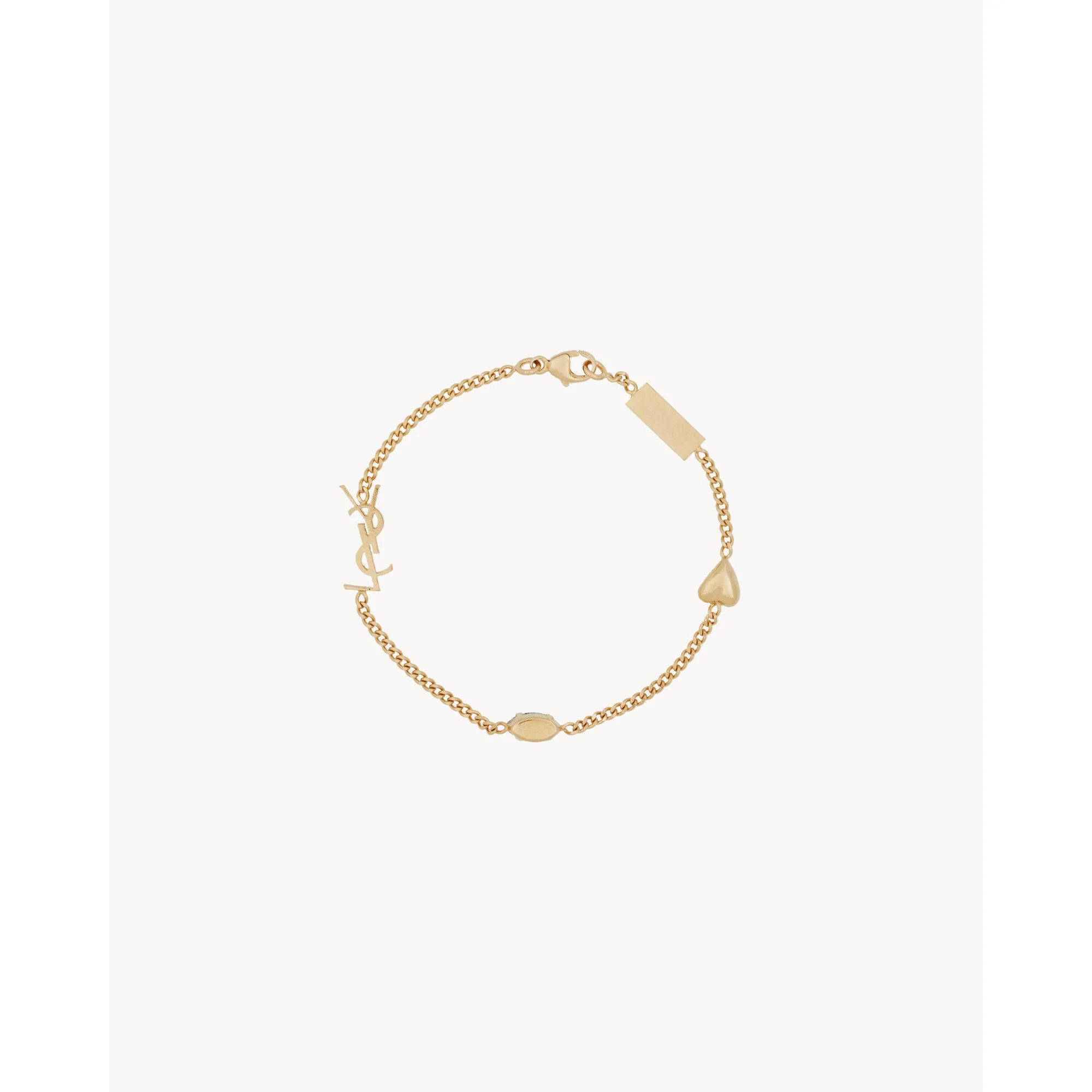YSL Heart Rhinestone Bracelet - Or Laiton Vieilli - Image 2