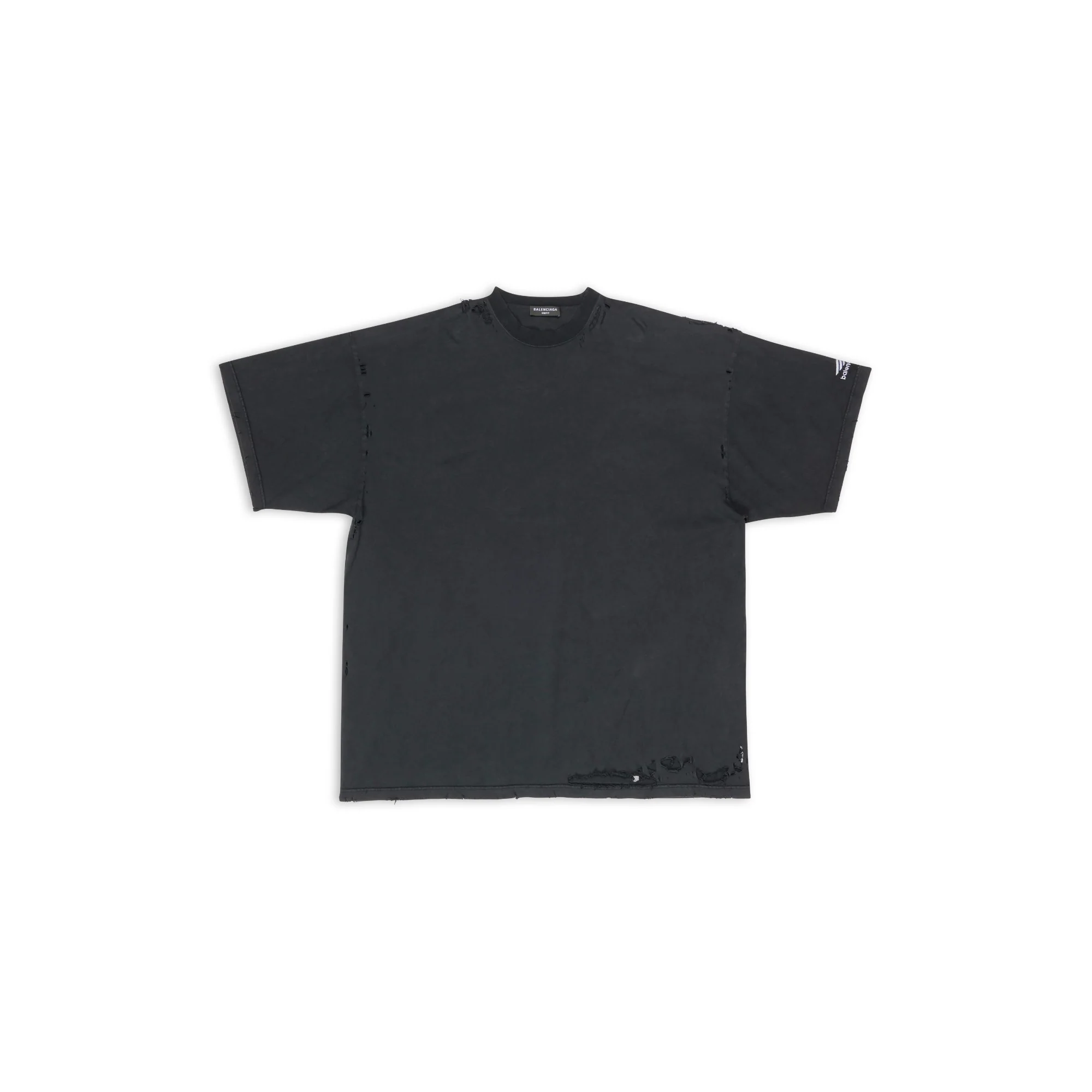 Oversized Repaired T-Shirt - Washed Black/Wt W