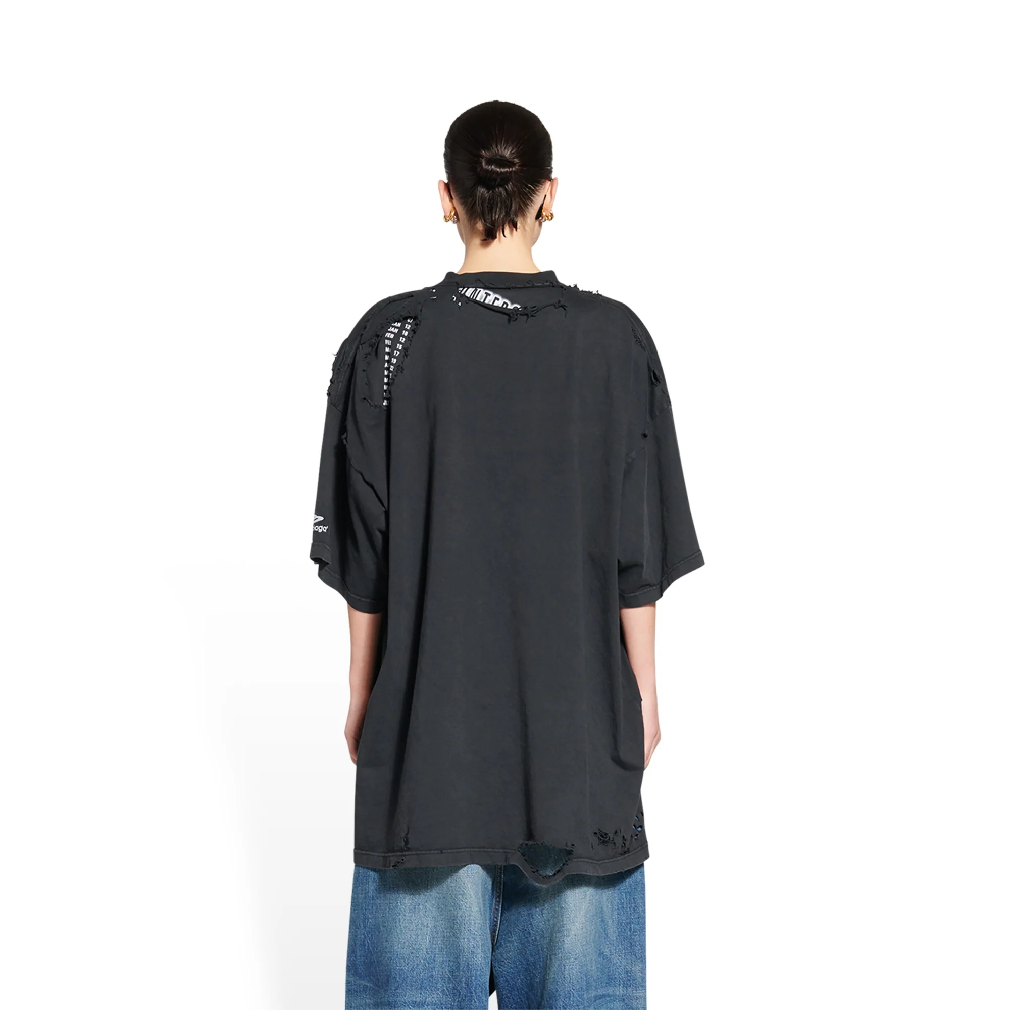 Oversized Repaired T-Shirt - Washed Black/Wt W - Image 4