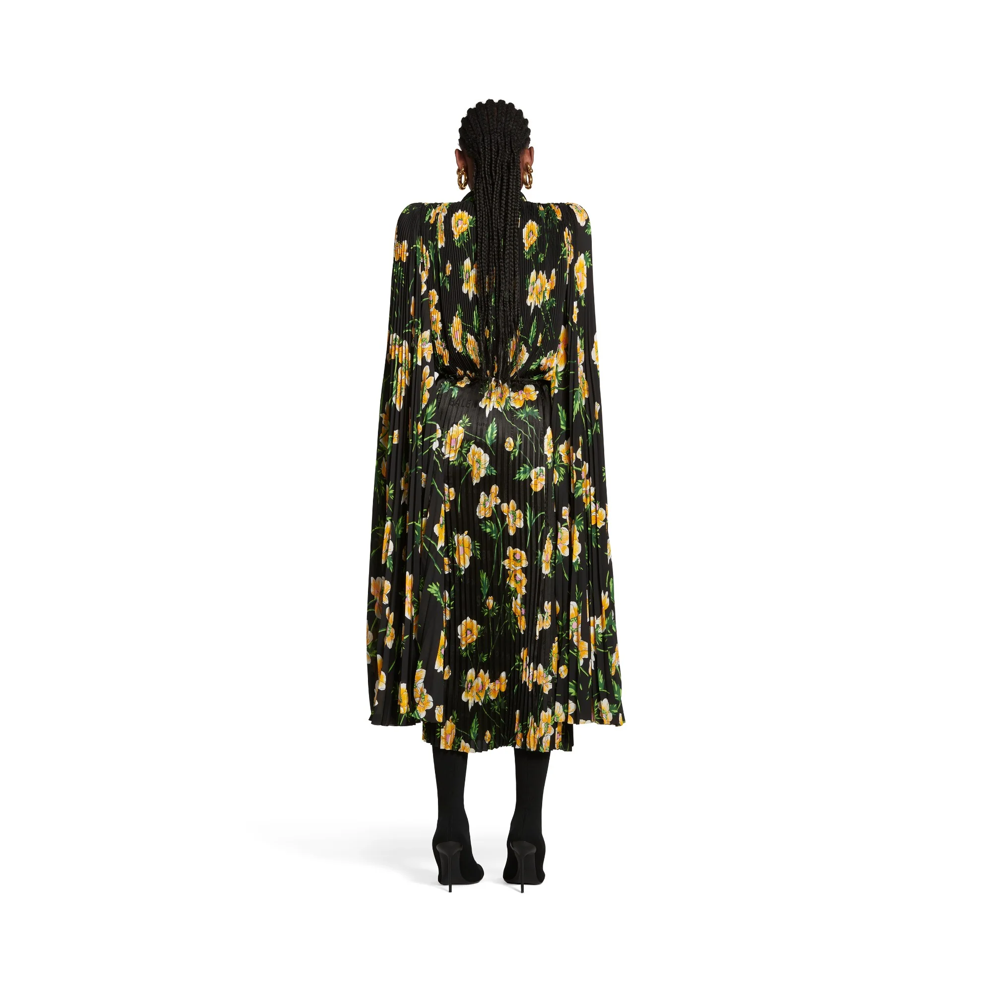 Pleated Drawstring Skirt - Black/Yellow - Image 4