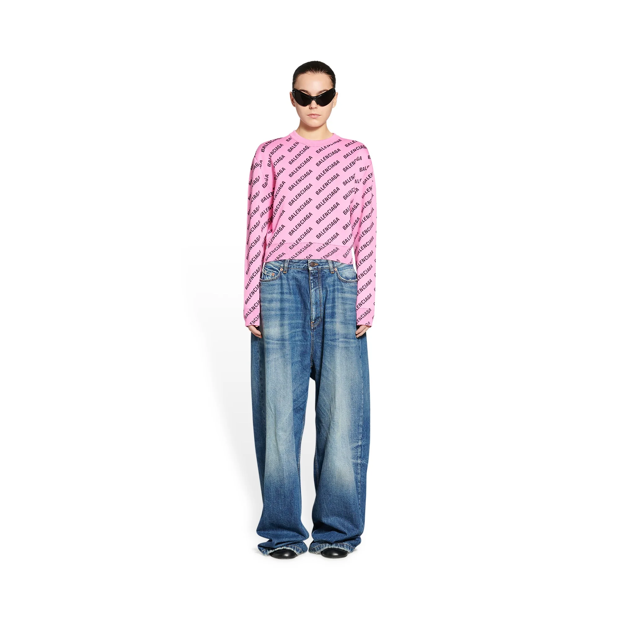 Cropped Sweater - Pink/Black - Image 2