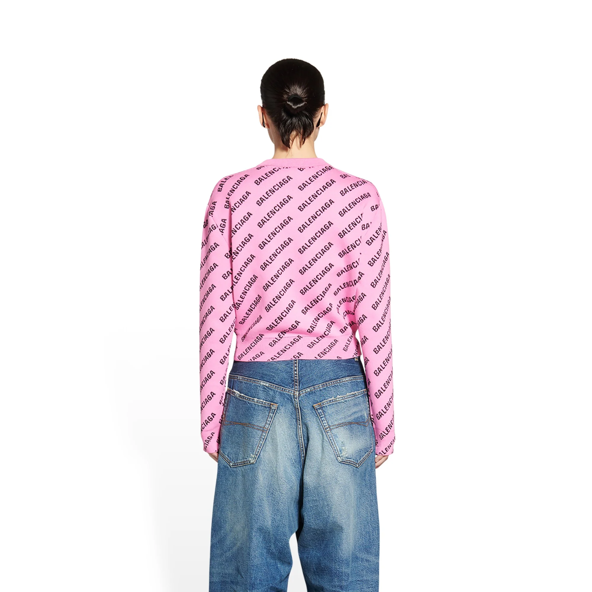 Cropped Sweater - Pink/Black - Image 3