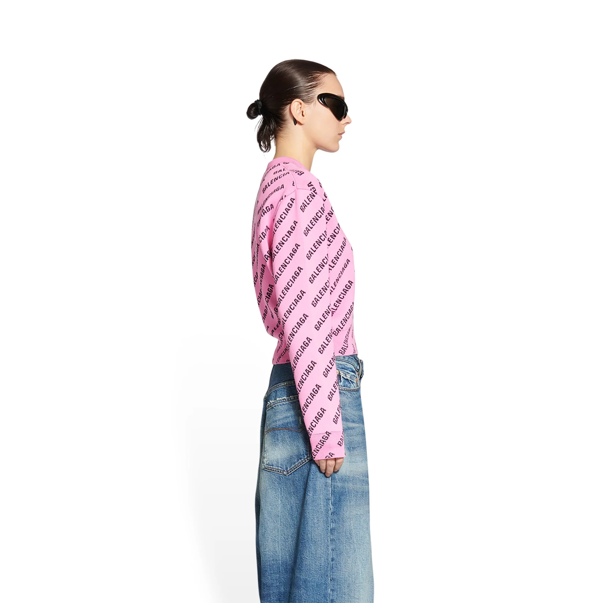 Cropped Sweater - Pink/Black - Image 4