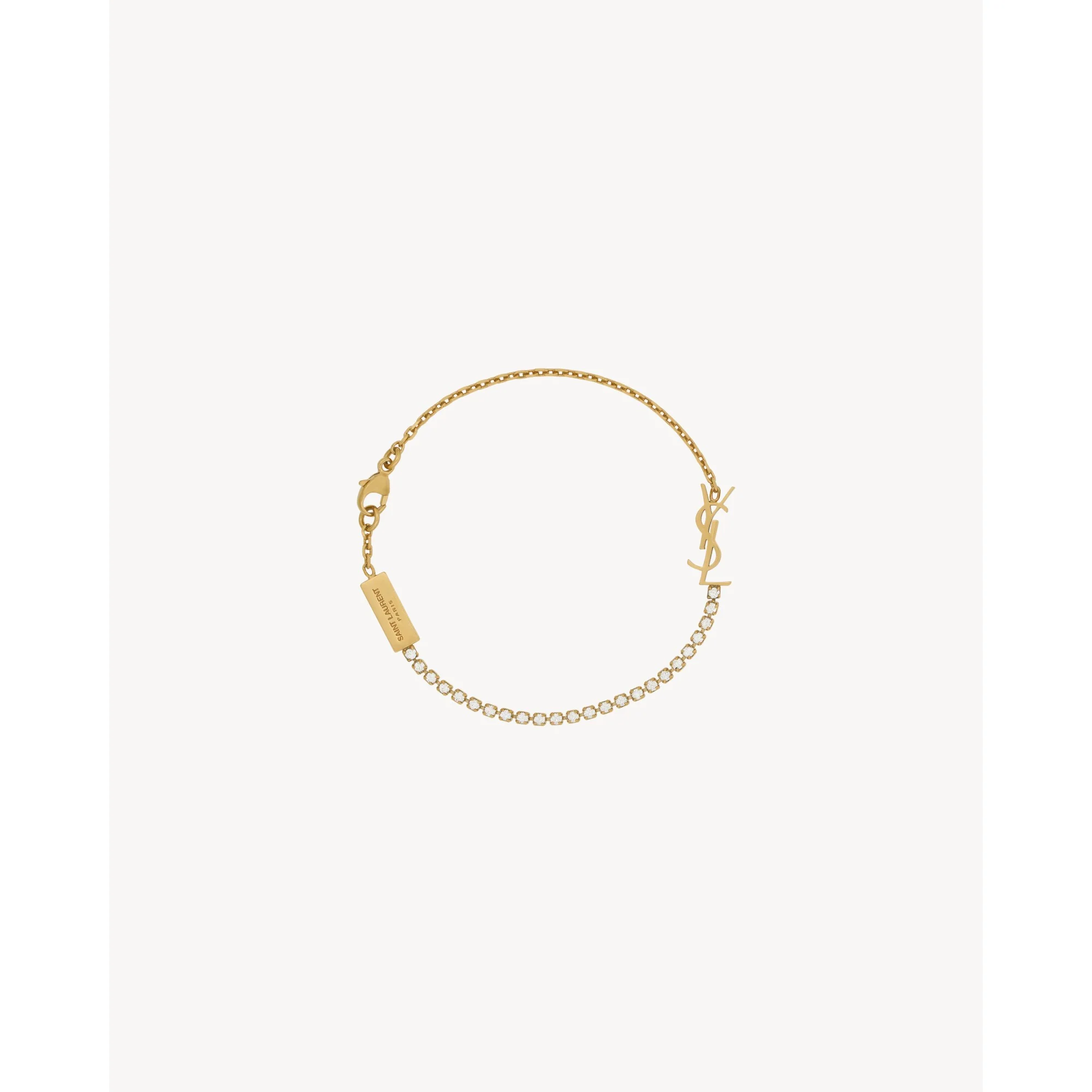 YSL Rhinestone Chain Bracelet - Dore/Crystal