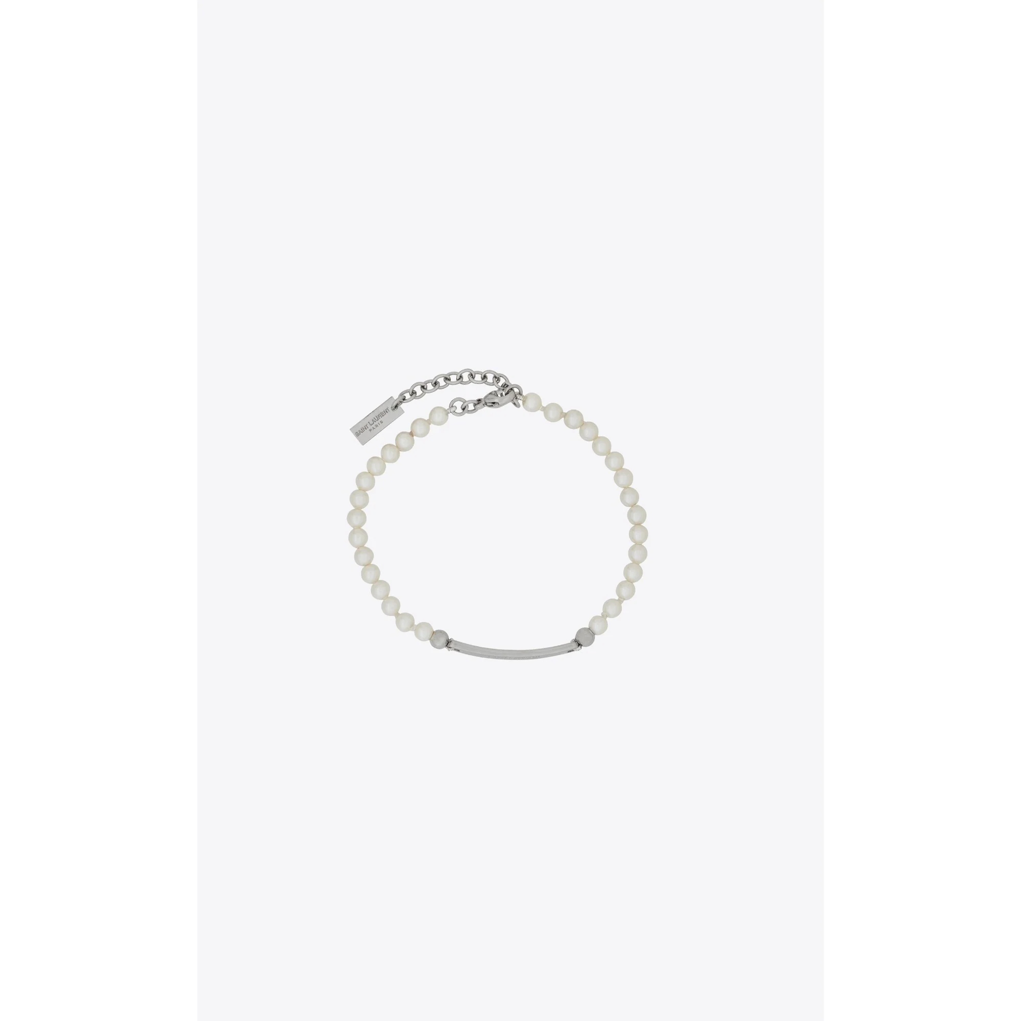 Tag & Pearl Bracelet - Palladium/Creme - Image 3