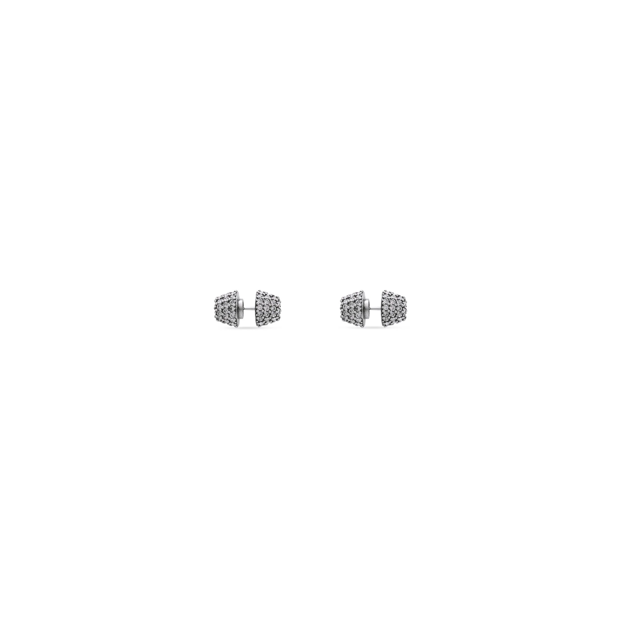 Cagole Stud Earrings P - Ant Silver/Crystal - Image 3