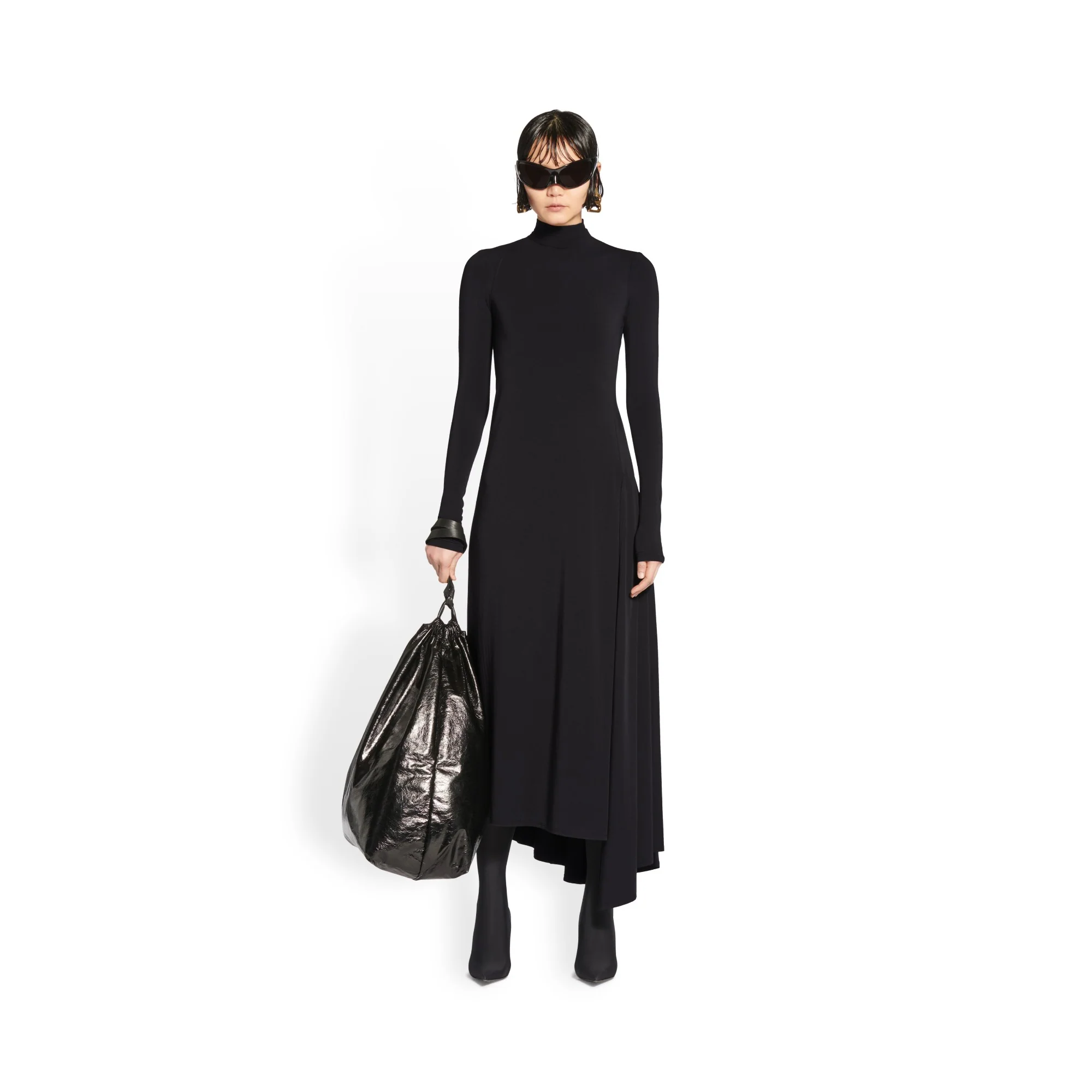Twisted Slit Dress - Black - Image 3