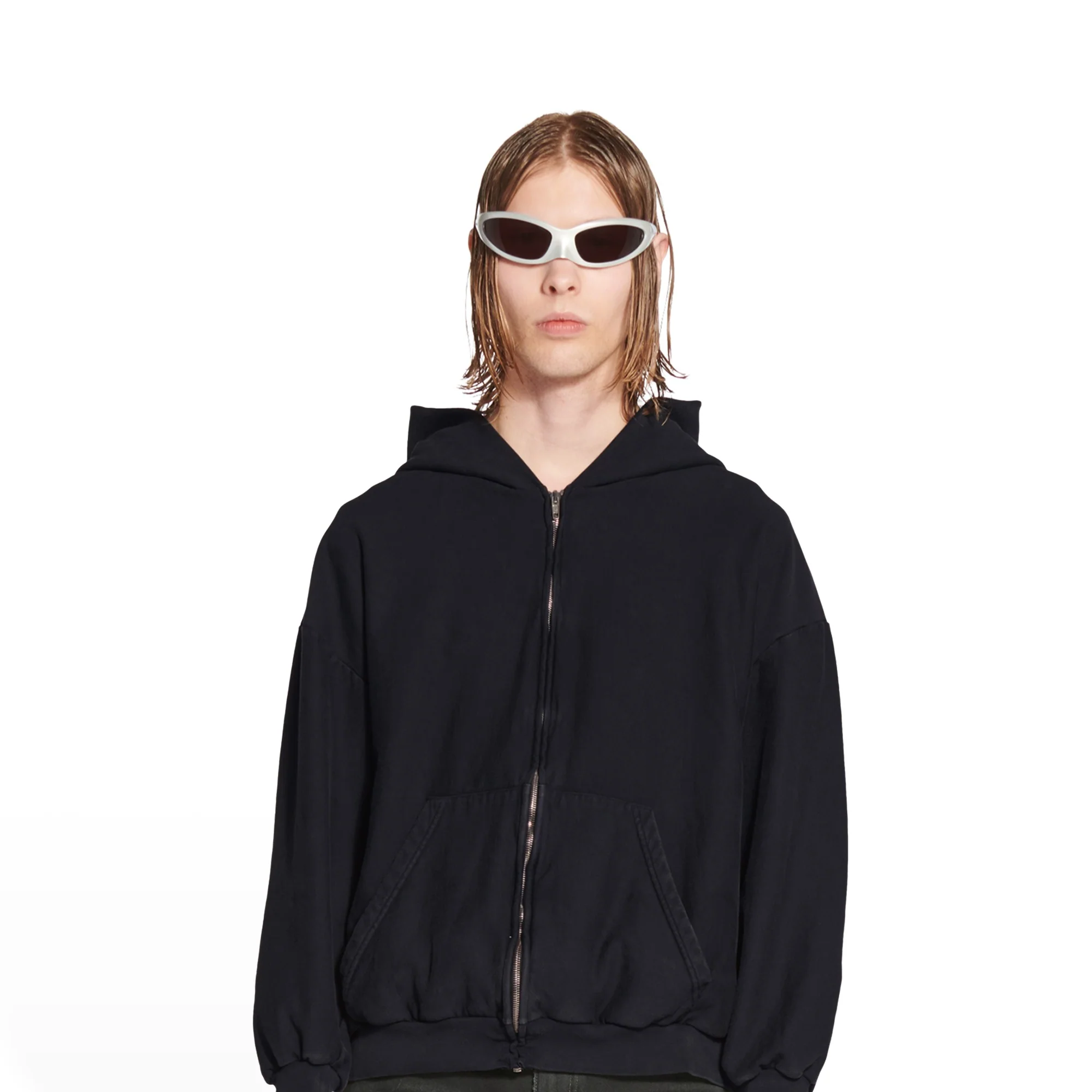 Small Fit Zip-Up Hoodie - Washed Black/Wsd Bk - Image 6