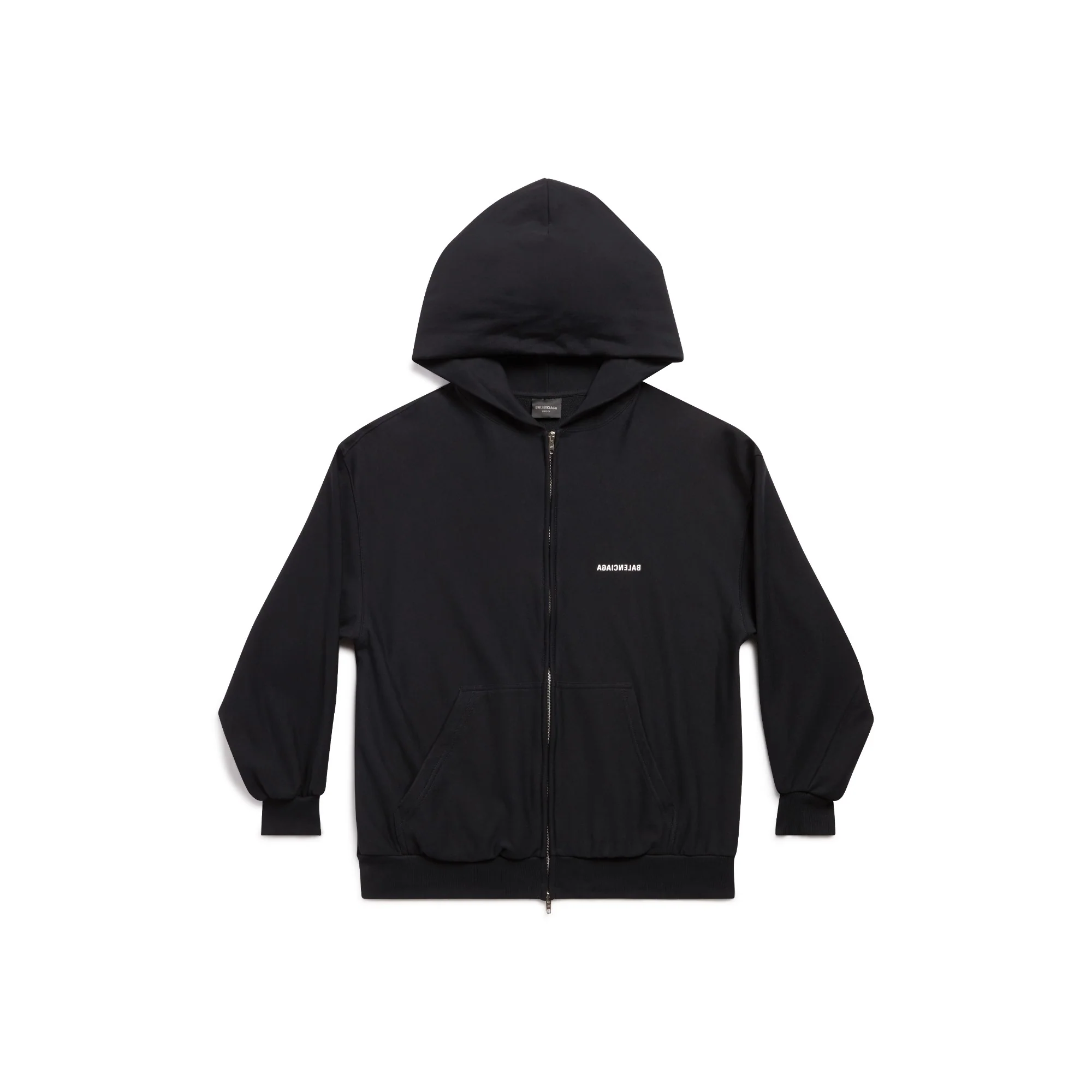 Small Fit Zip-Up Hoodie - Black/White