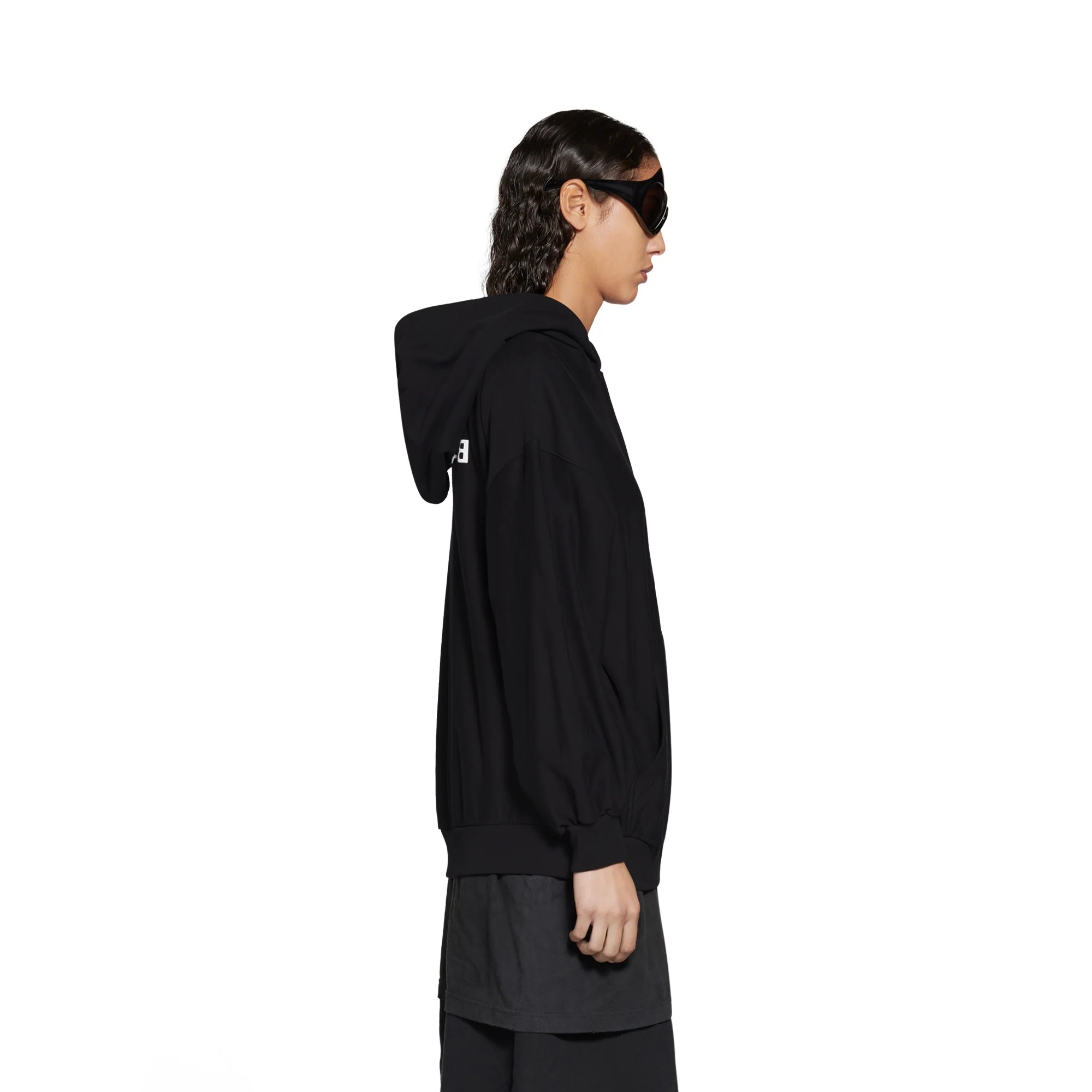 Small Fit Zip-Up Hoodie - Black/White - Image 4
