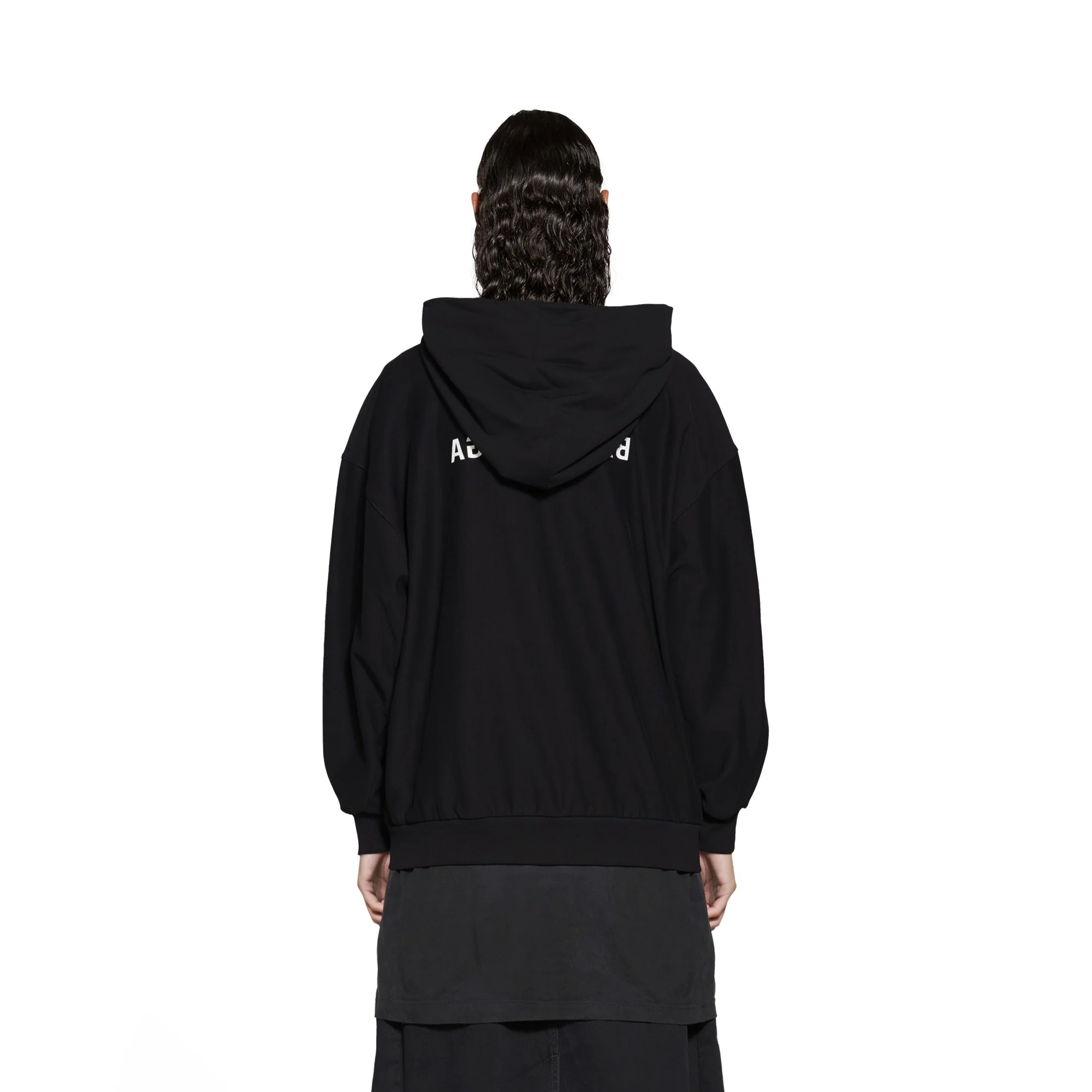 Small Fit Zip-Up Hoodie - Black/White - Image 5