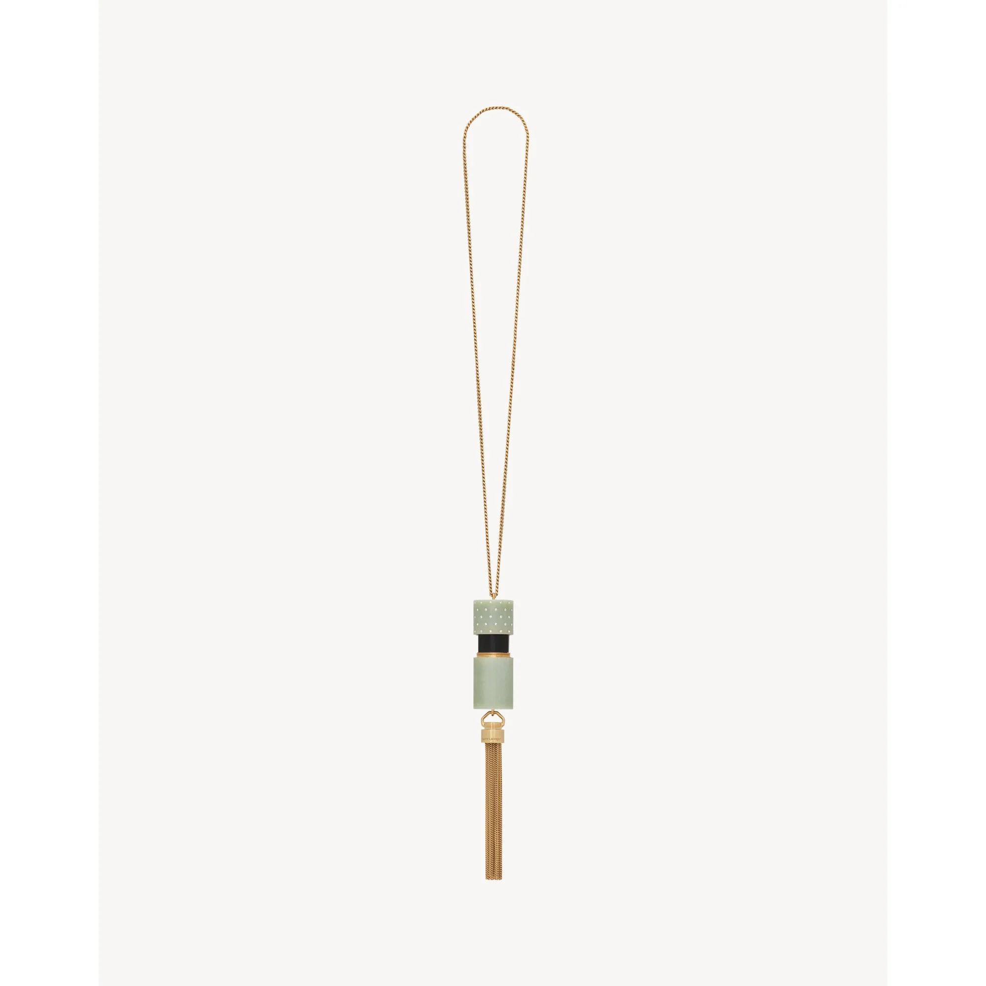 Angelica Mini Tube Necklace - Green/Crystal/Oro - Image 2