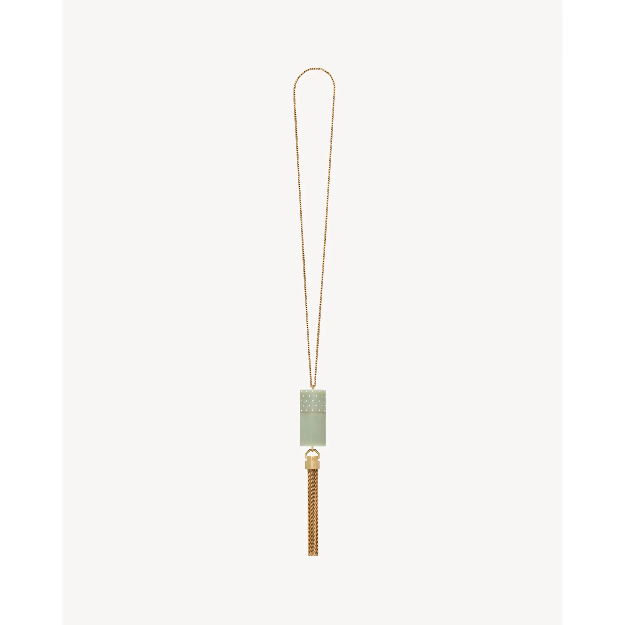 Angelica Mini Tube Necklace - Green/Crystal/Oro - Image 3