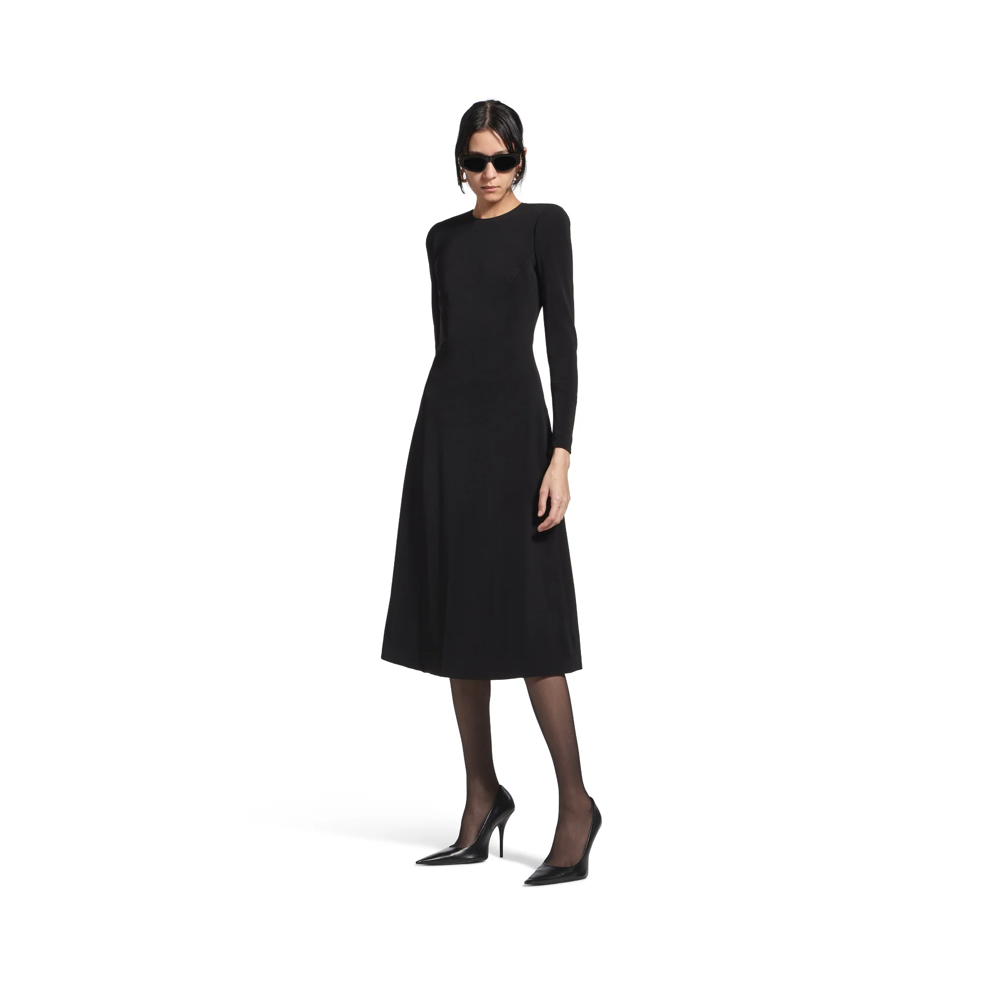 A-Line Crewneck Dress - Black - Image 3