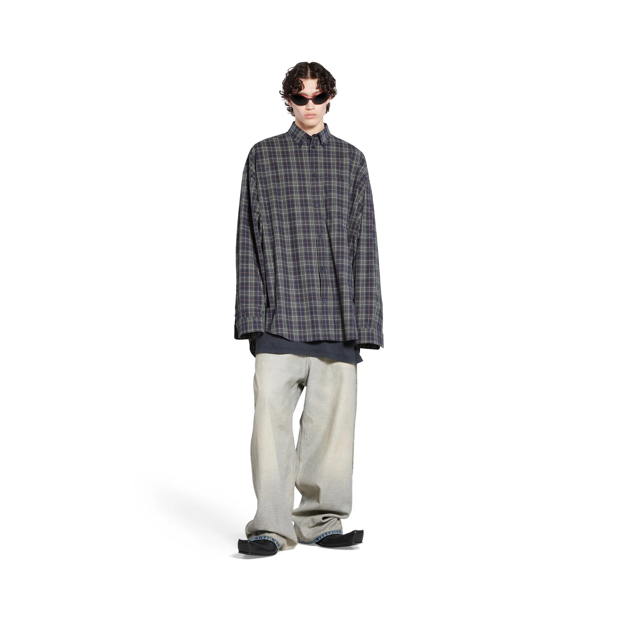 Oversized Shirt - Navy/Khaki - Image 3