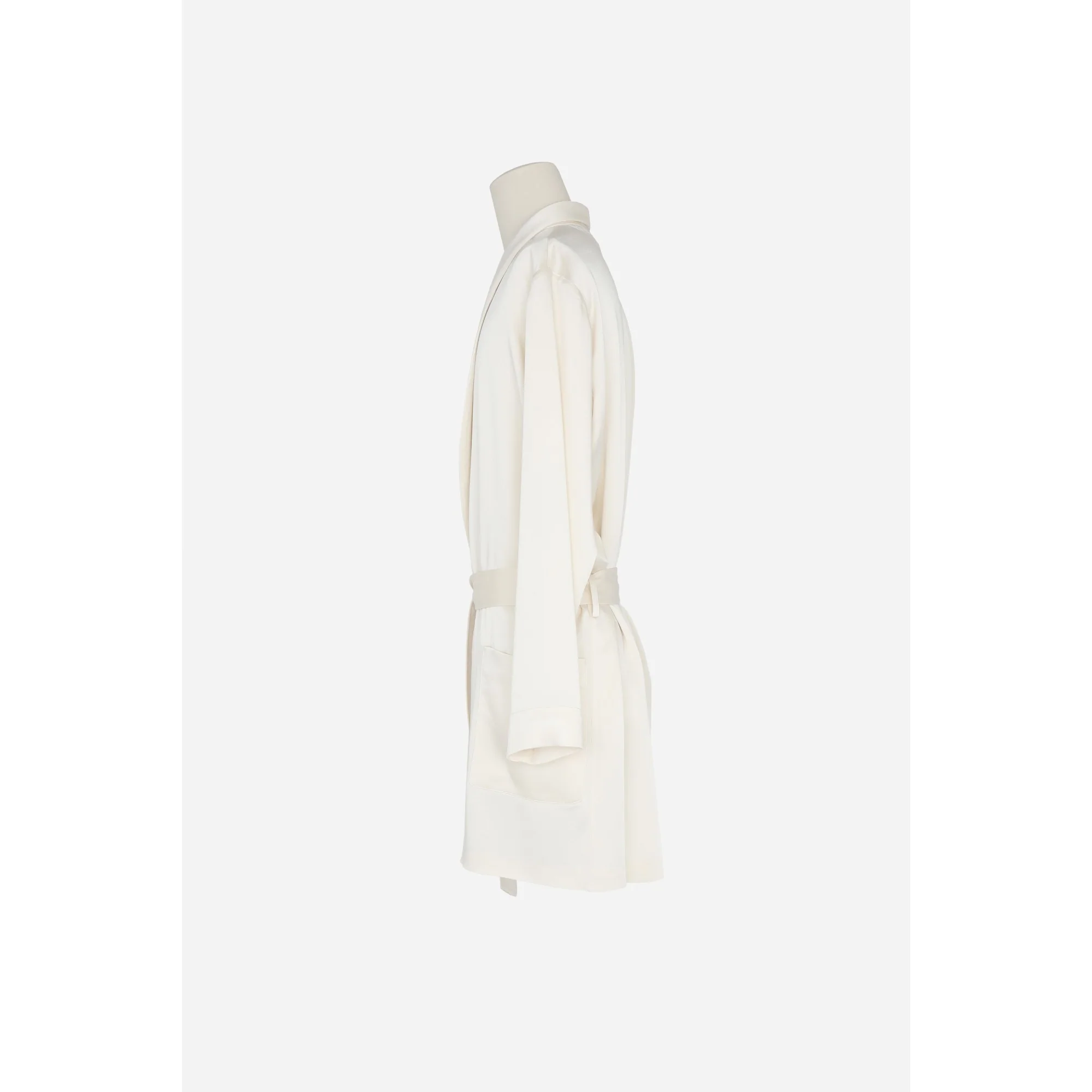 Peignoir Col Chale Satin Enver - Craie - Image 3