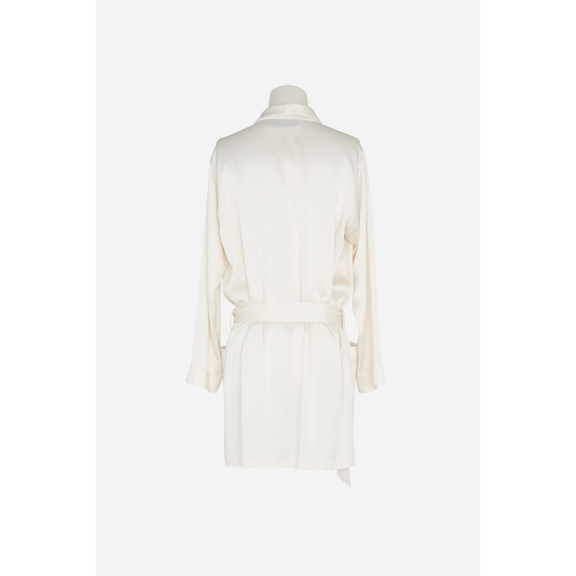 Peignoir Col Chale Satin Enver - Craie - Image 2