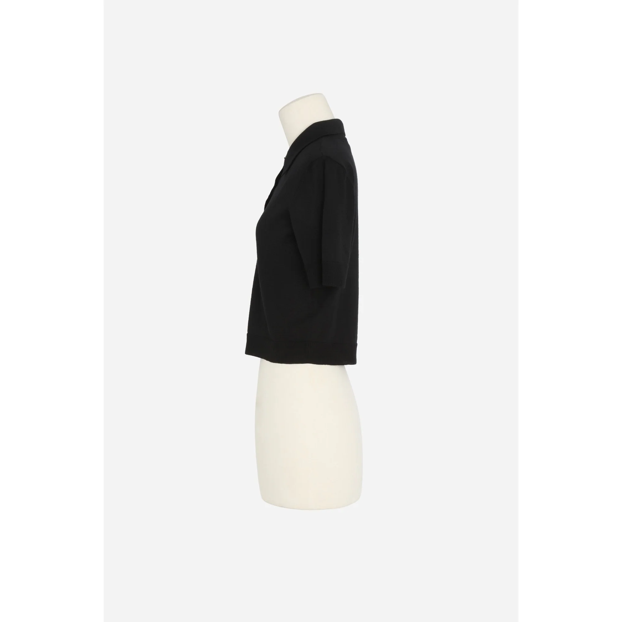 Polo Manches Courtes Laine Fin - Noir - Image 3