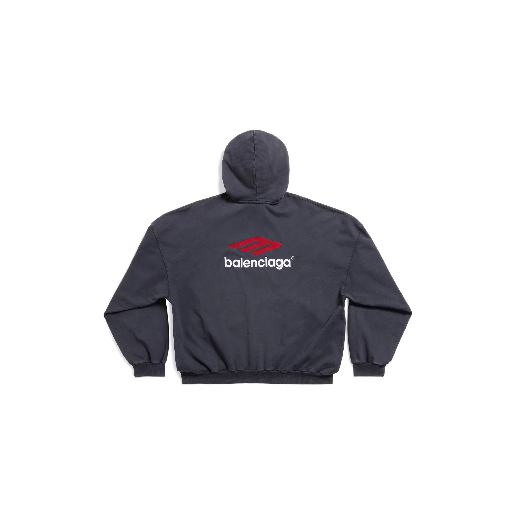 Large Fit Hoodie - Fade Black/Red/White - Image 2