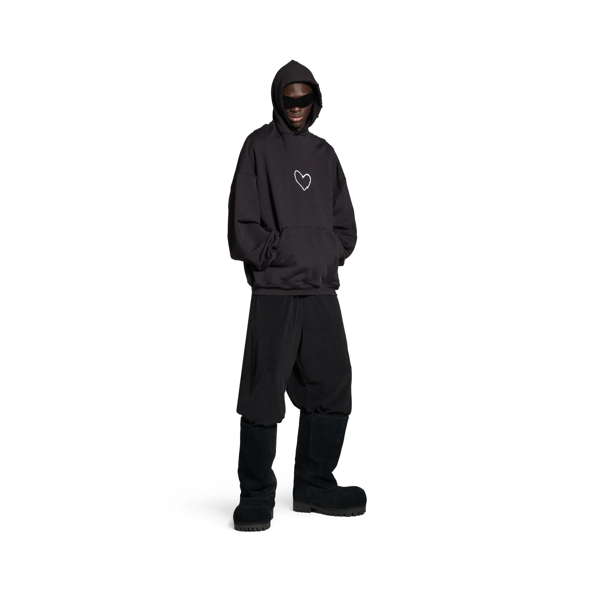 Large Fit Hoodie - Washed Black/White - Image 4