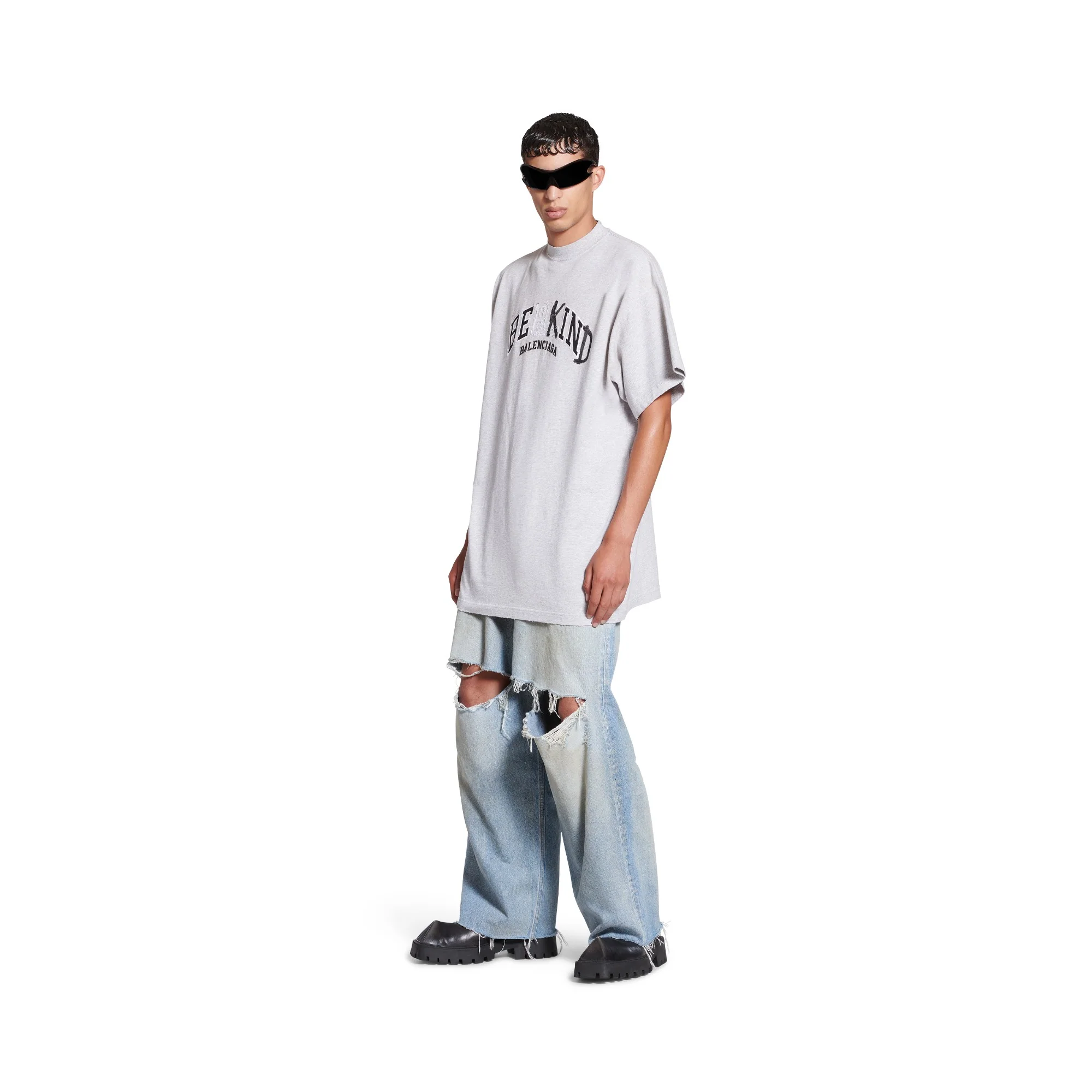Oversized T-Shirt - Heather Grey/Black - Image 3