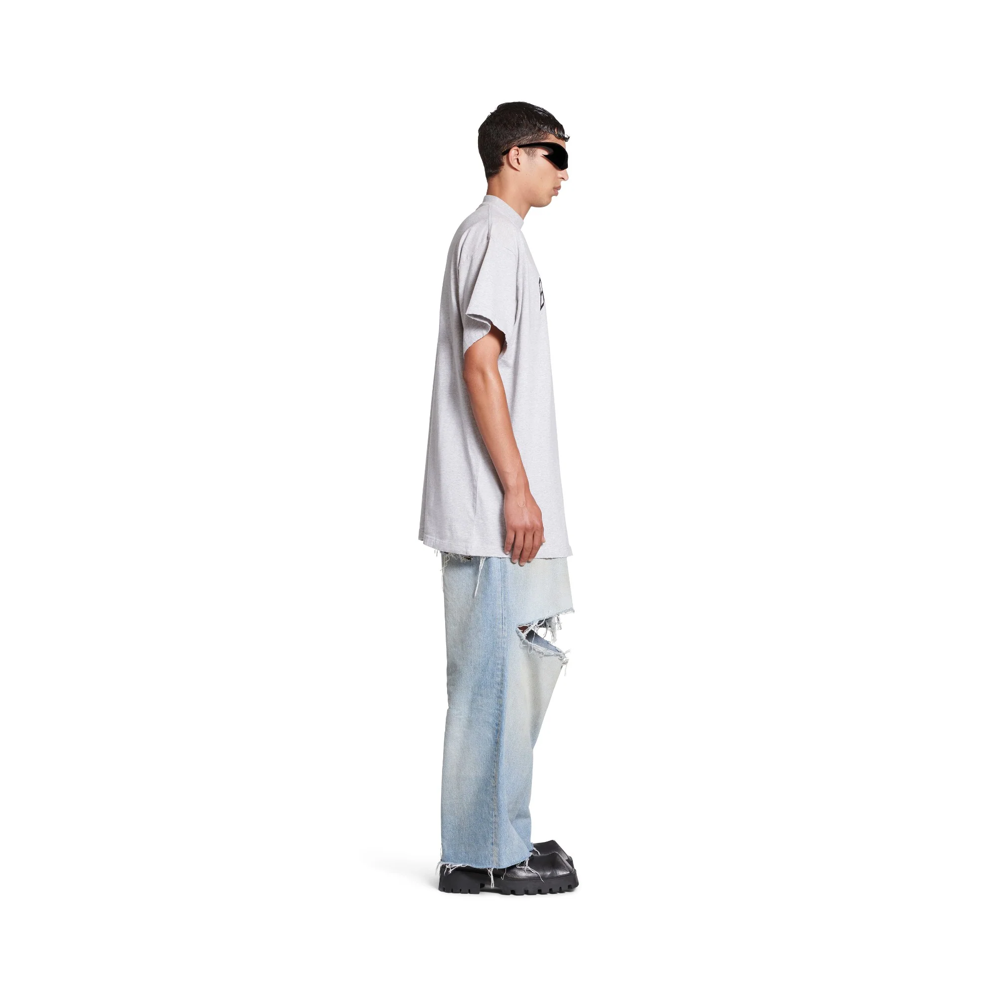 Oversized T-Shirt - Heather Grey/Black - Image 5