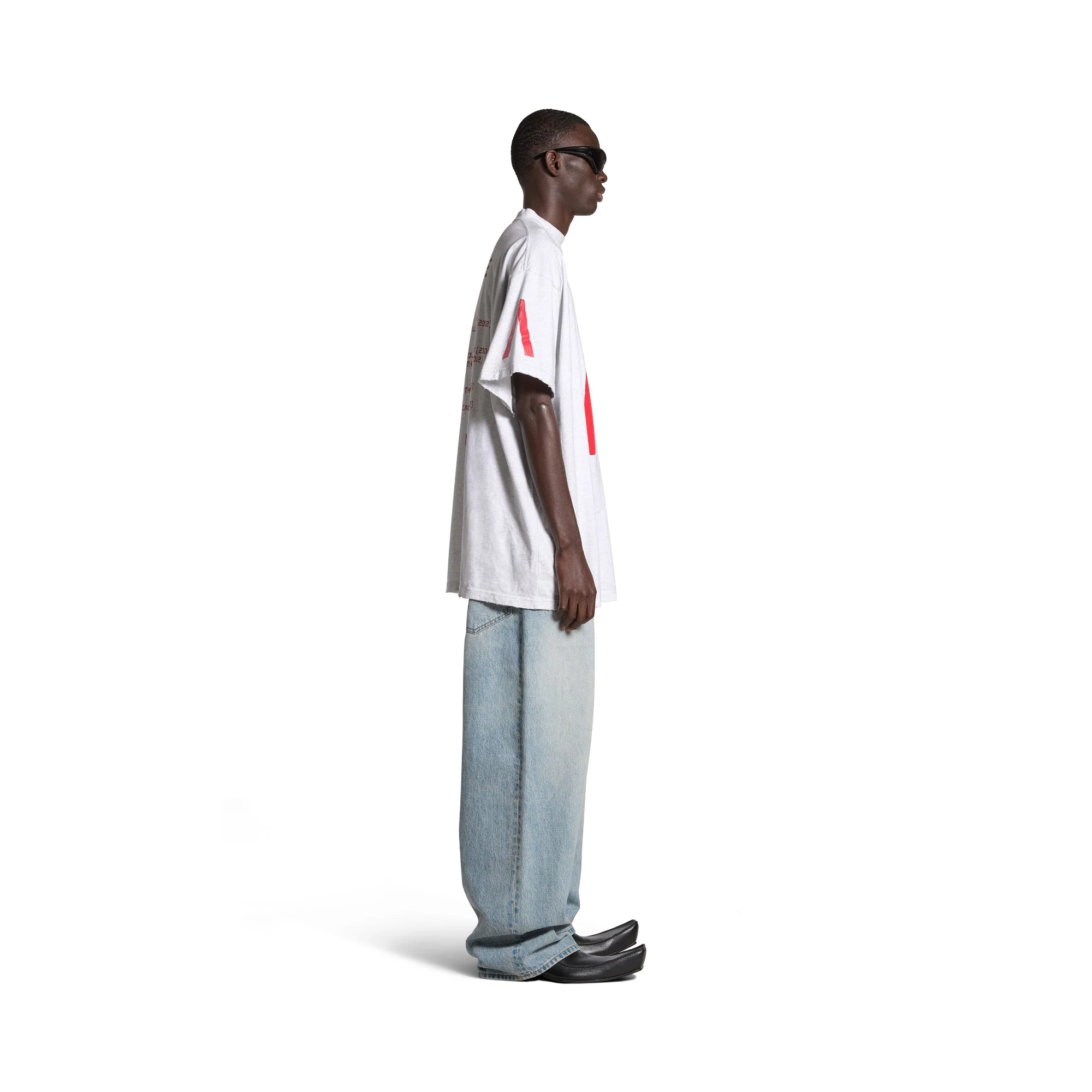 Oversized T-Shirt - Light Heathr Gry/Red - Image 5