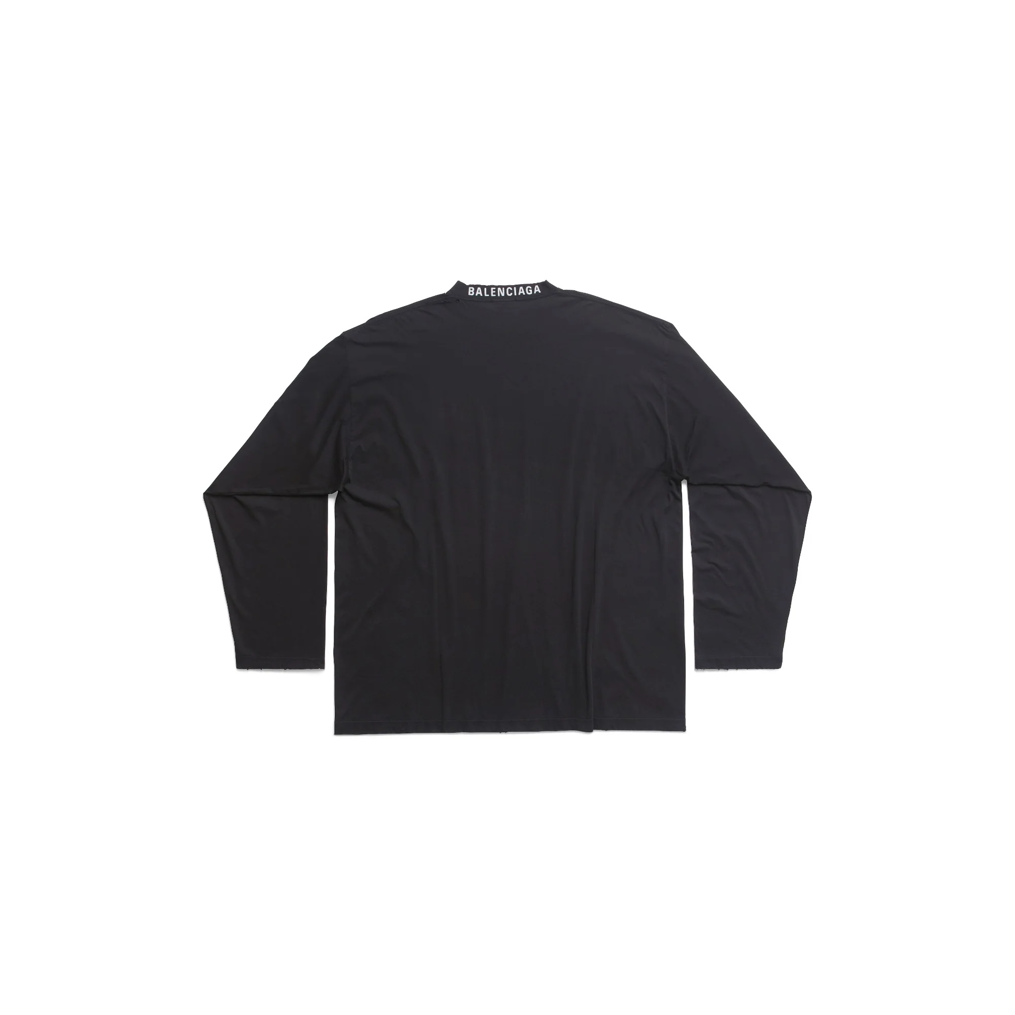 Long Sleeve Oversized T-Shirt - Washed Black/White - Image 2
