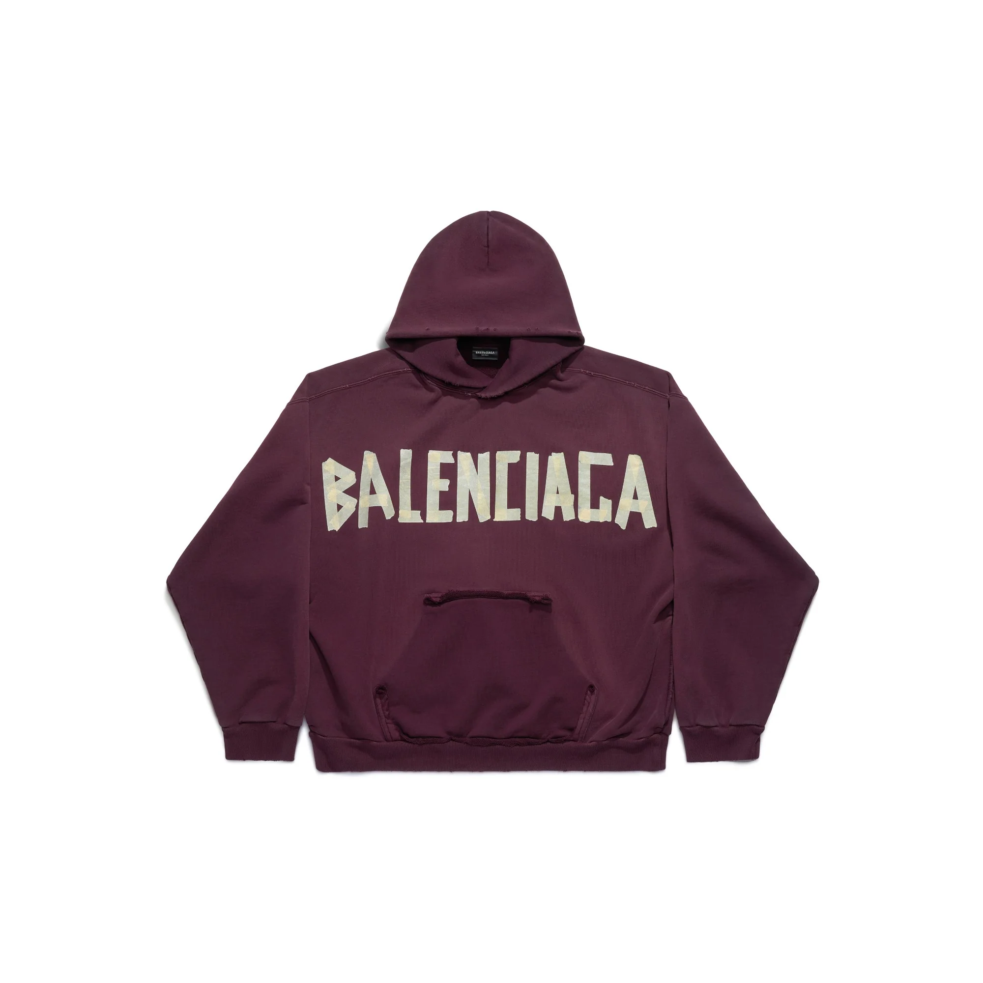 Ripped Pocket Hoodie - Bordeaux