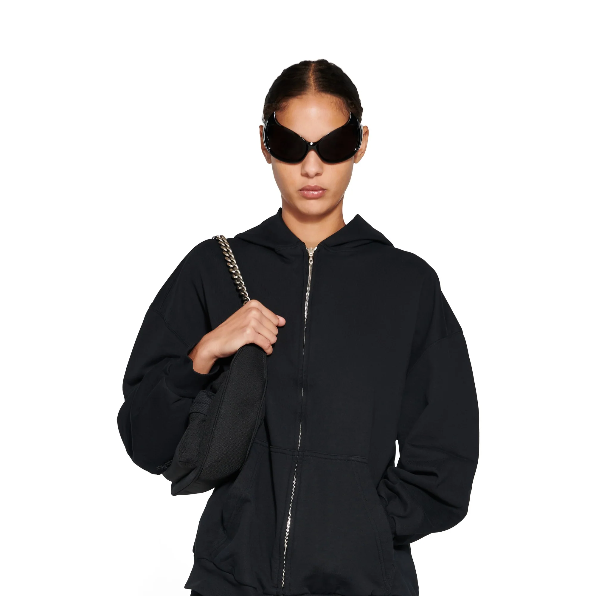 Small Zip-Up Hoodie - Washed Black - Image 6