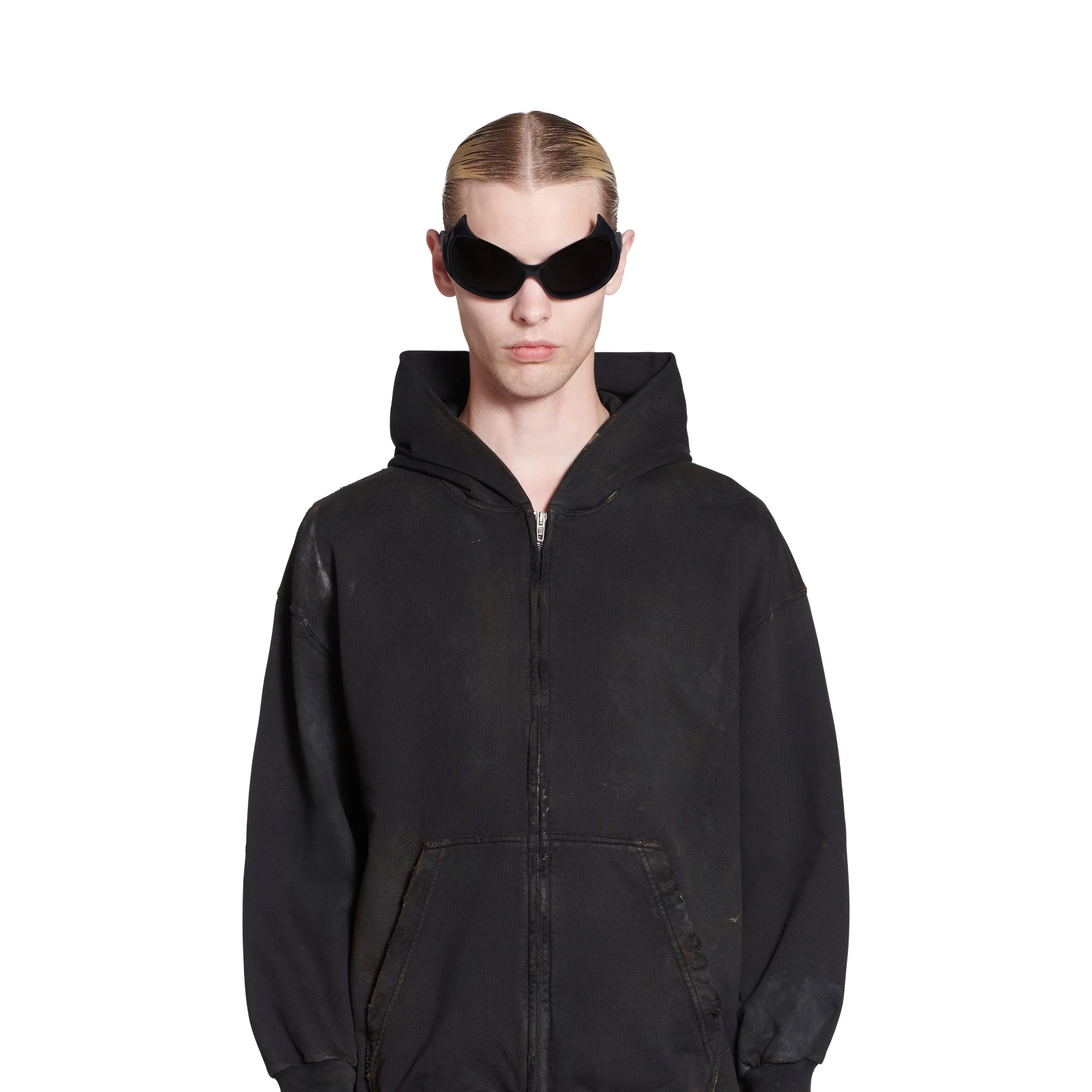 Small Zip-Up Hoodie - Washed Black - Image 6