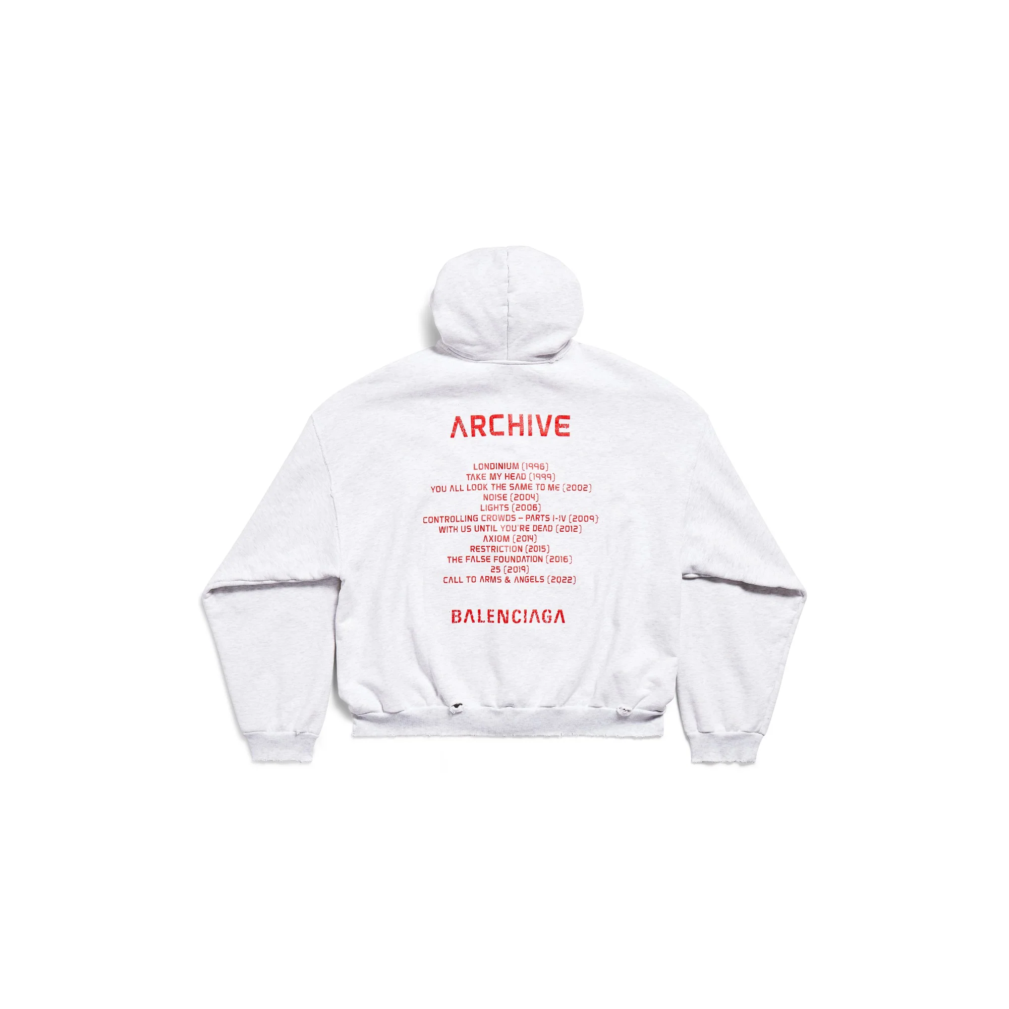 Medium Fit Zip-Up Hoodie - Light Heathr Gry/Red - Image 2