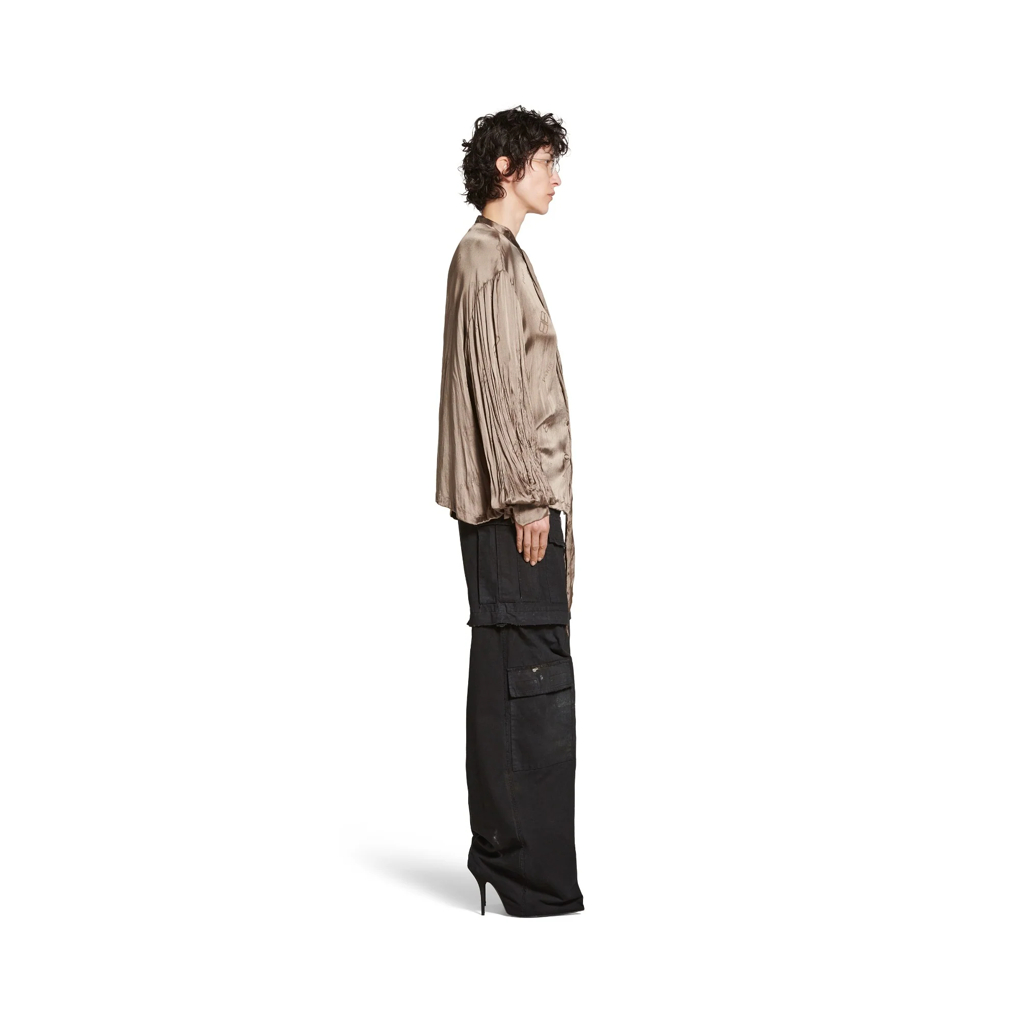 Oversized Blouse - Dark Beige - Image 5