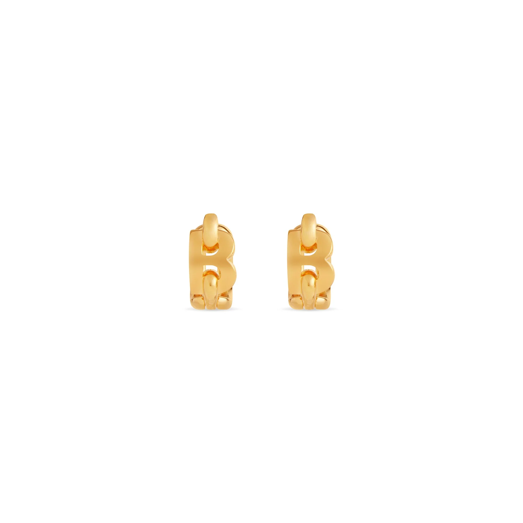 B Chain Hoop Earrings P - Shiny Gold - Image 4