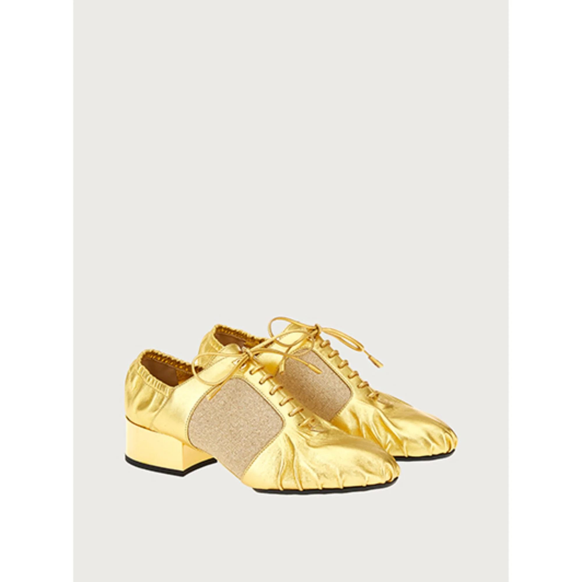 Lace Up Nappa Shoe - Gold - Image 4