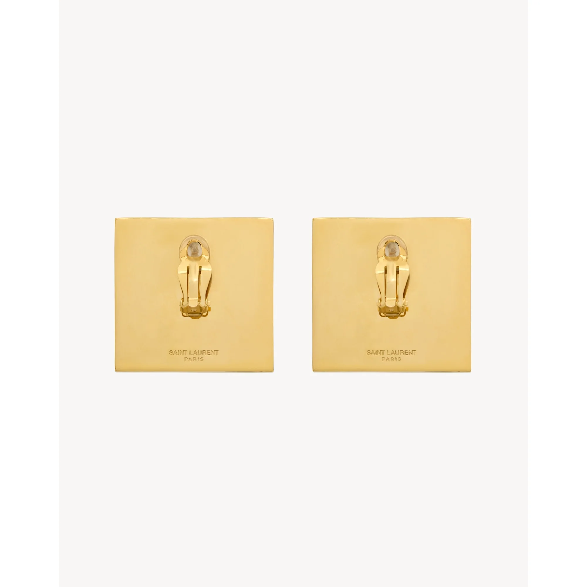 Oversize Sqaure Earrings - Dore / Marron Rose - Image 3