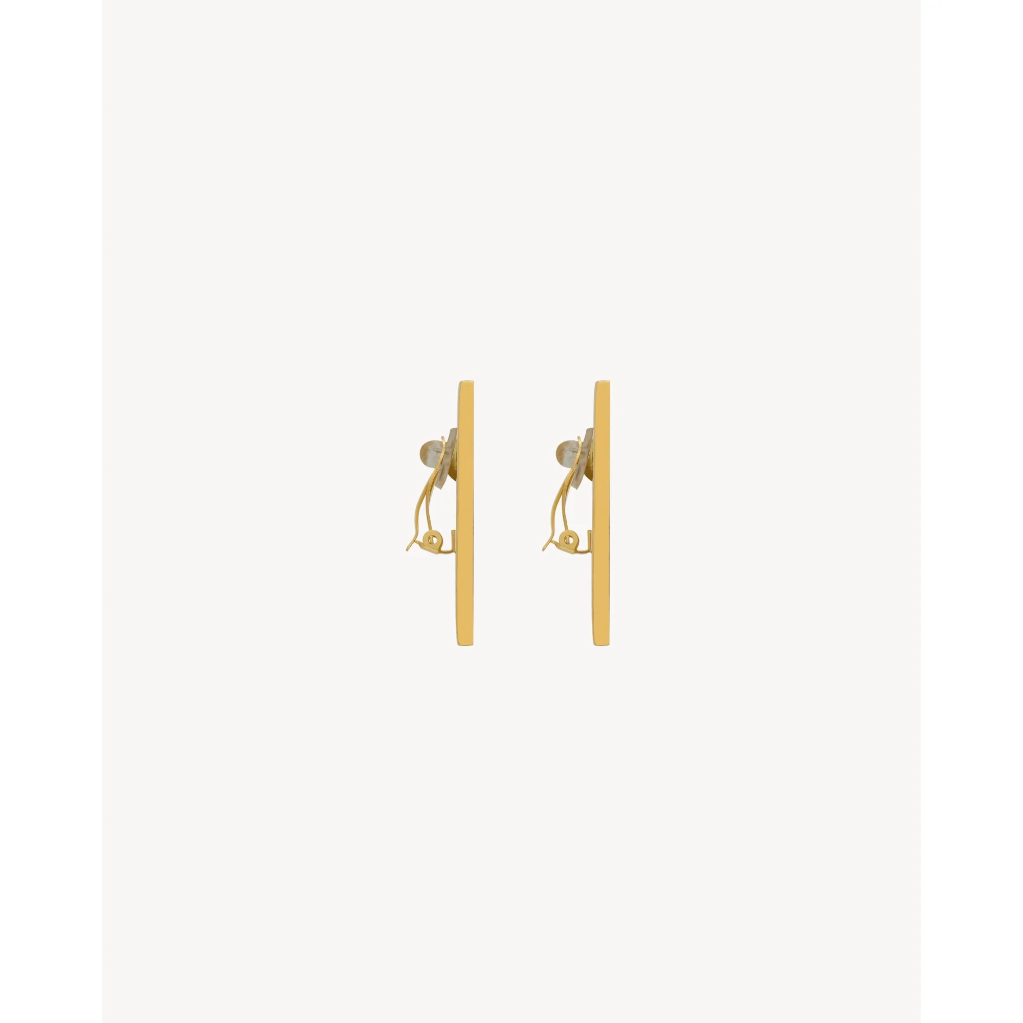 Oversize Sqaure Earrings - Dore / Marron Rose - Image 4