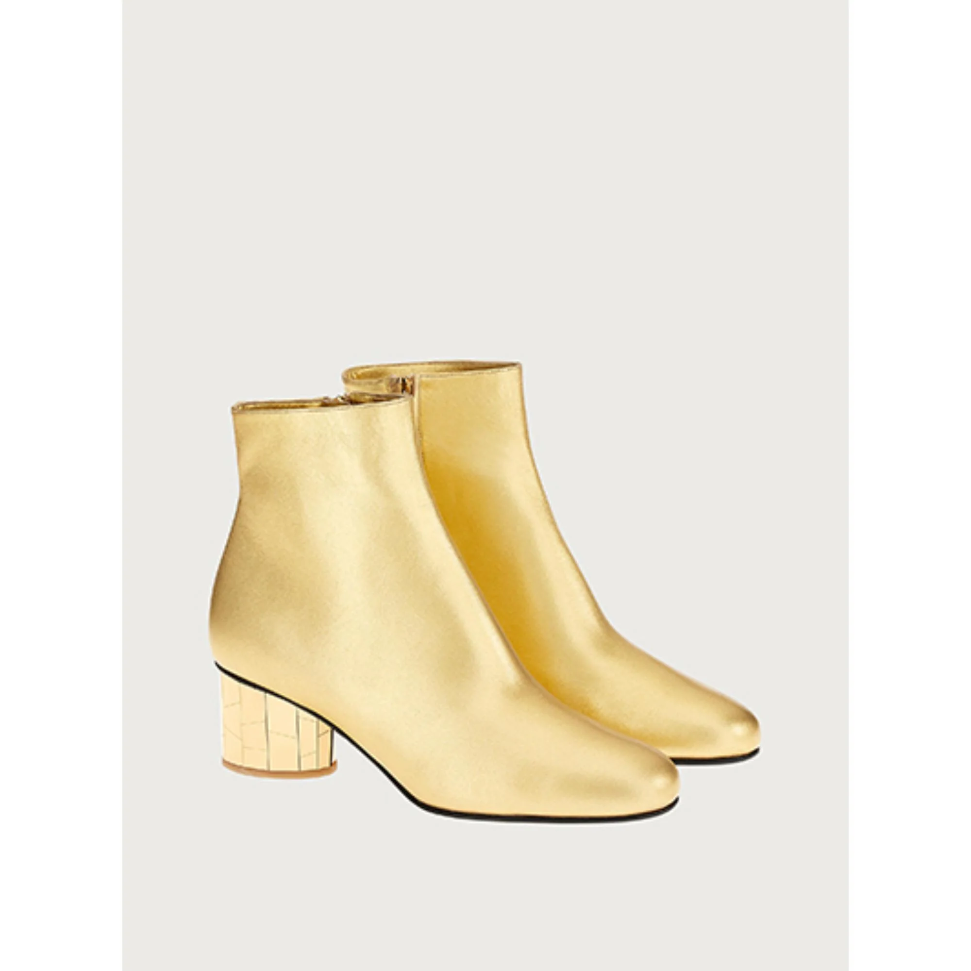 Mirrored Heel Ankle Boots - Gold - Image 3