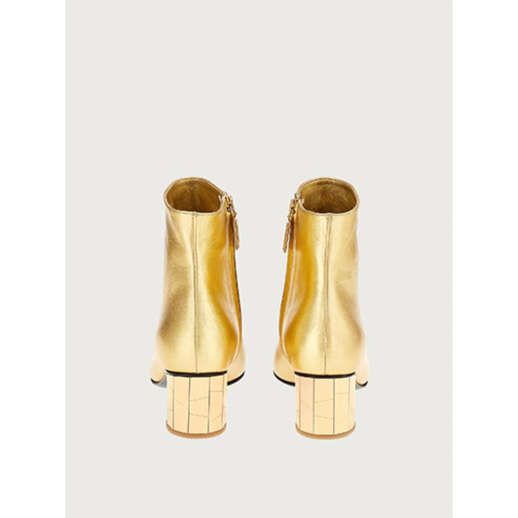Mirrored Heel Ankle Boots - Gold - Image 4