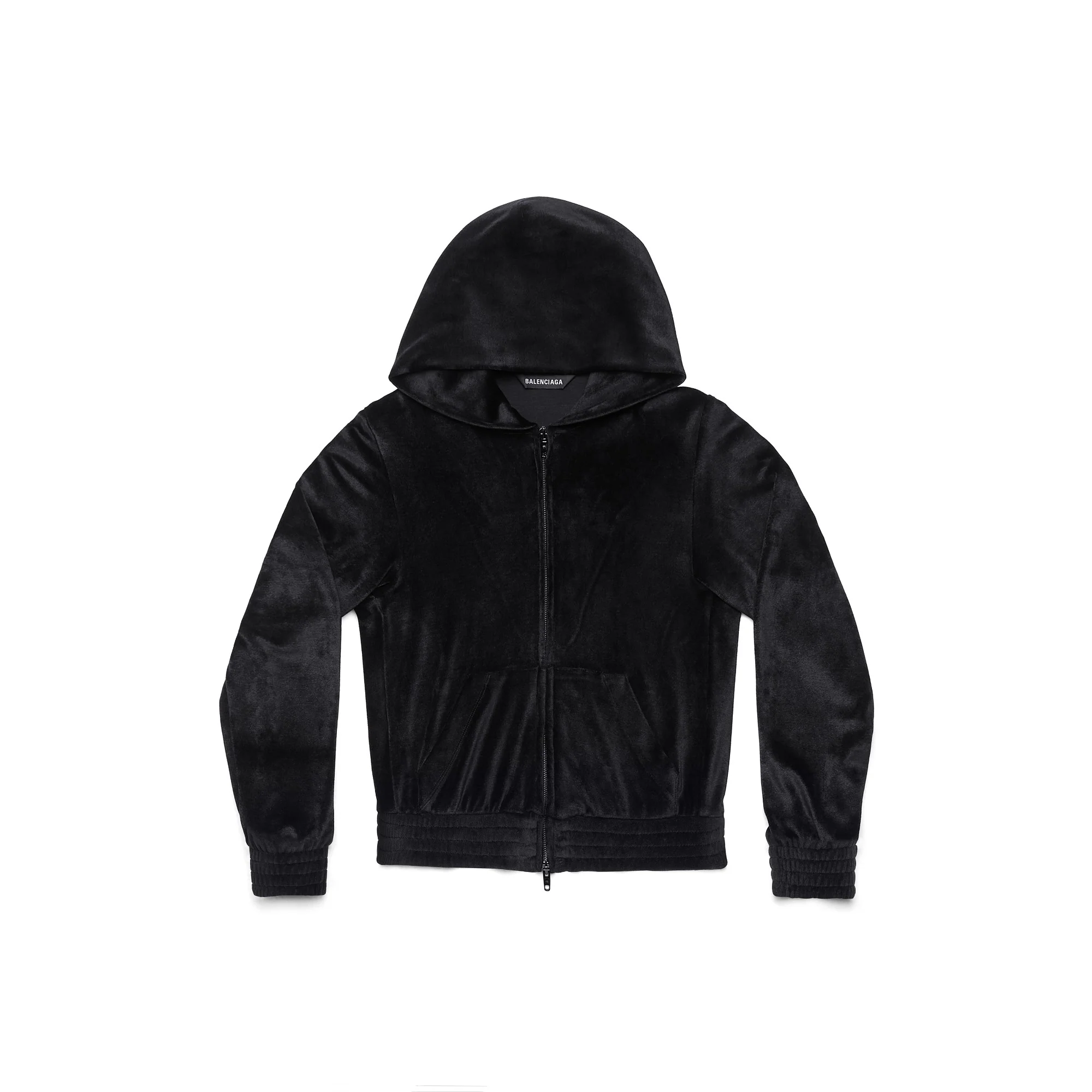 Fitted Zip Up Hoodie - Black