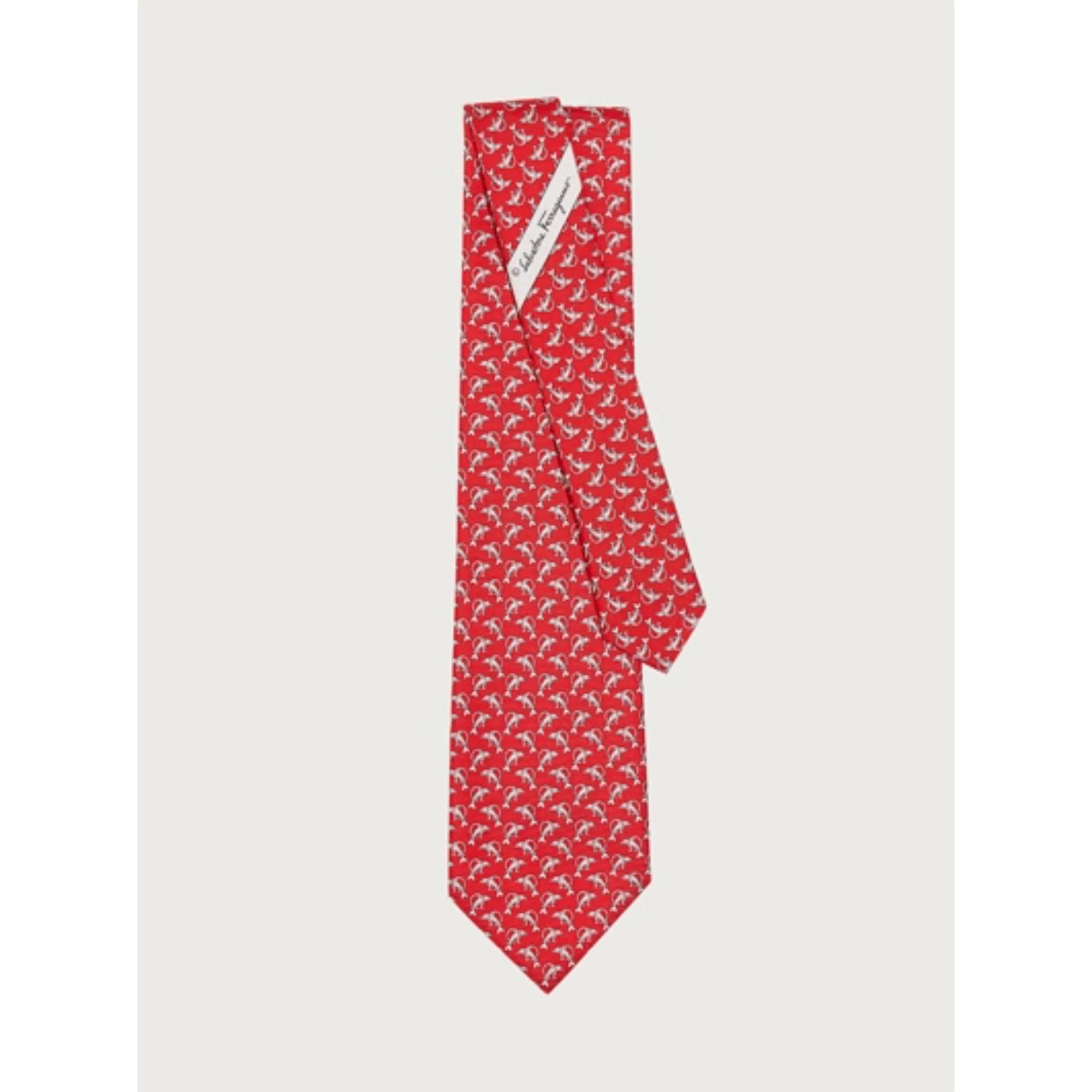 Dolphin Print Silk Tie - Red - Image 2