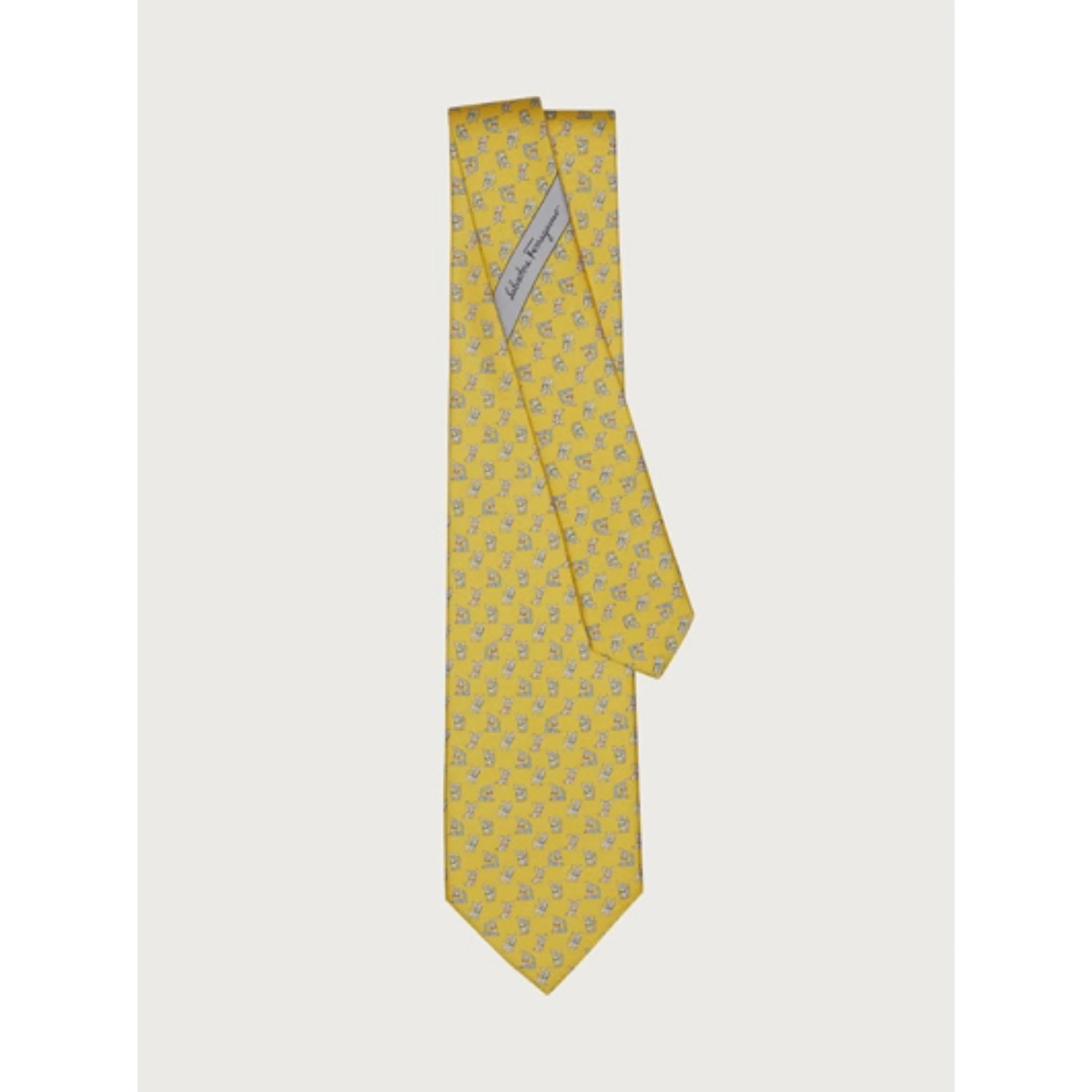 Puppy Print Silk Tie - Yellow - Image 2